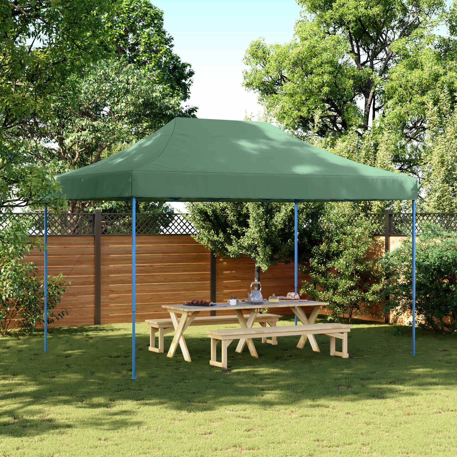 vidaXL Party-Zelt Grün 279 x 410 x 315 cm Oxford-Stoff