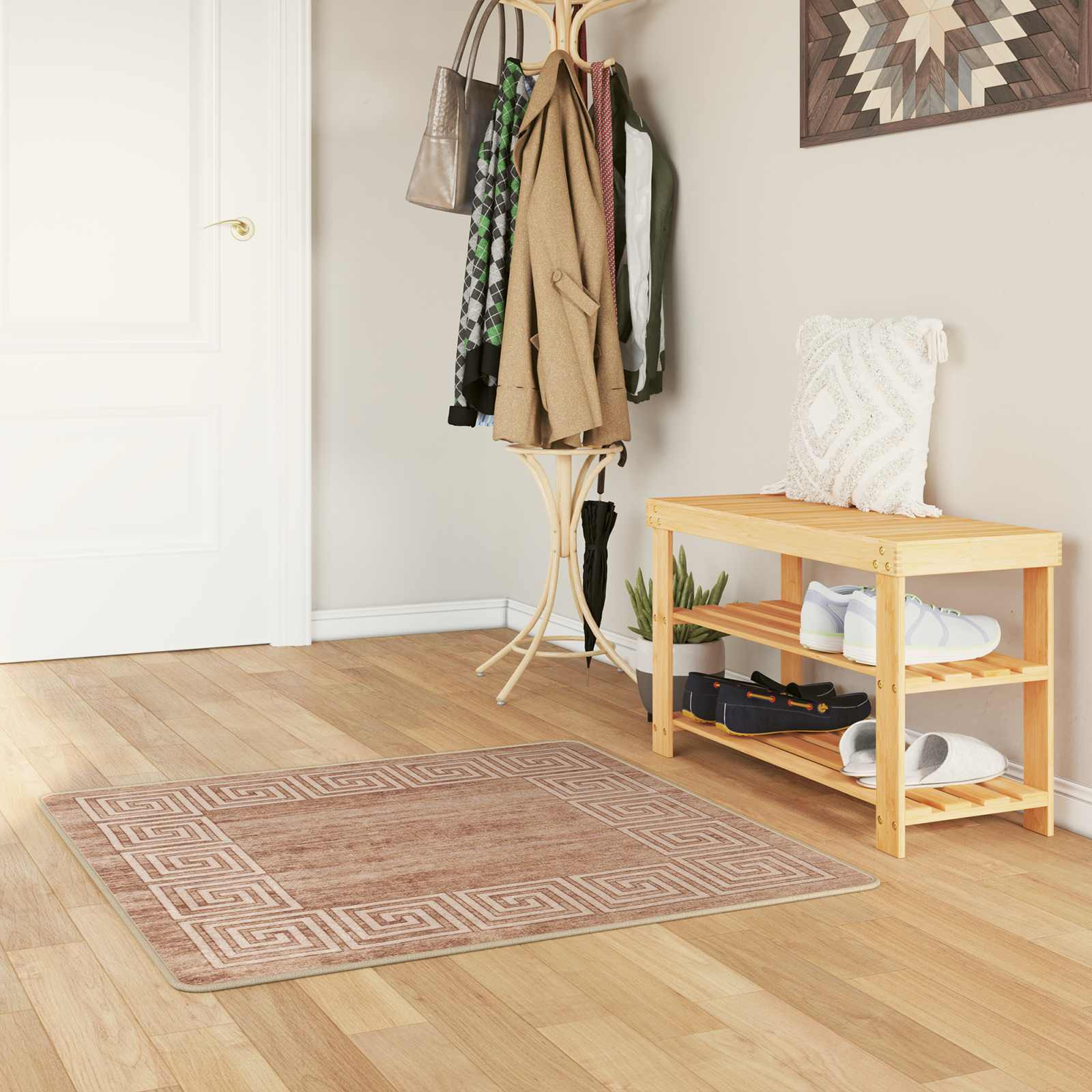 vidaXL Teppichläufer MARSA Weiß 100 x 100 cm Polyester und PVC
