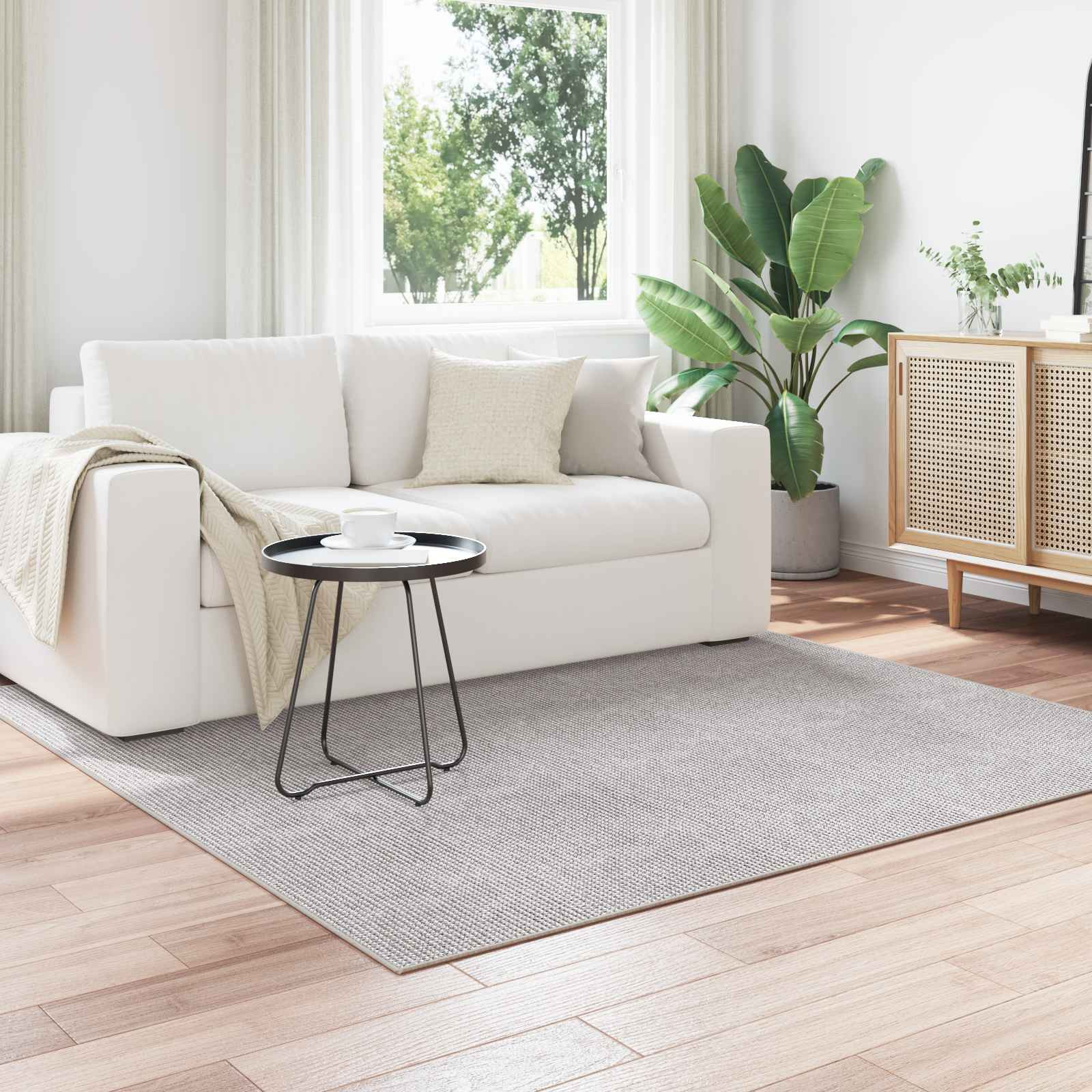 vidaXL Bereichsteppiche LUGO Creme und Grau 120 x 120 cm Polyester