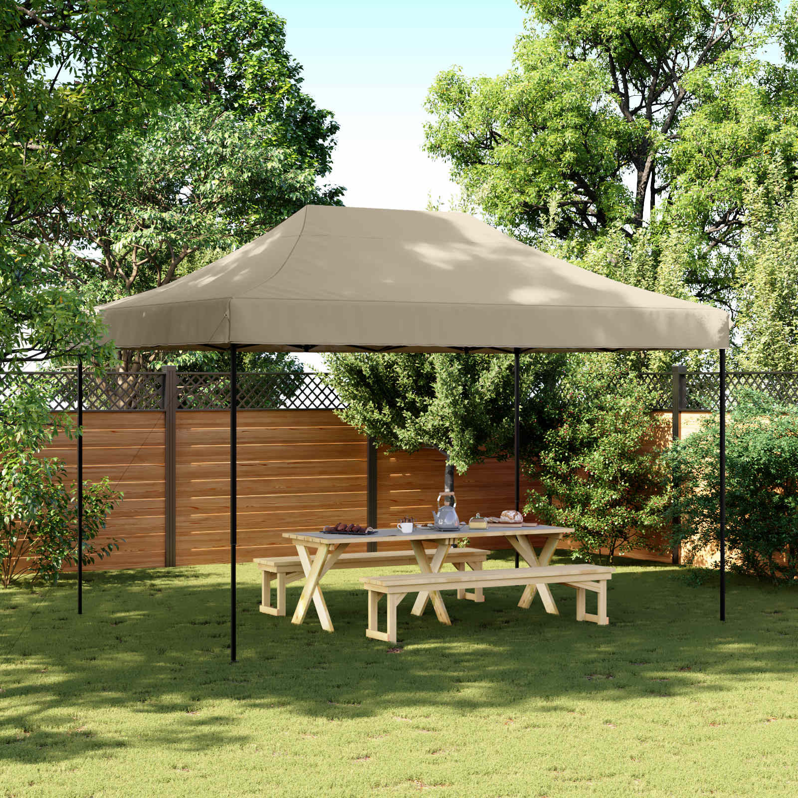 vidaXL Party-Zelt Taupe 279 x 410 x 315 cm Oxford-Stoff
