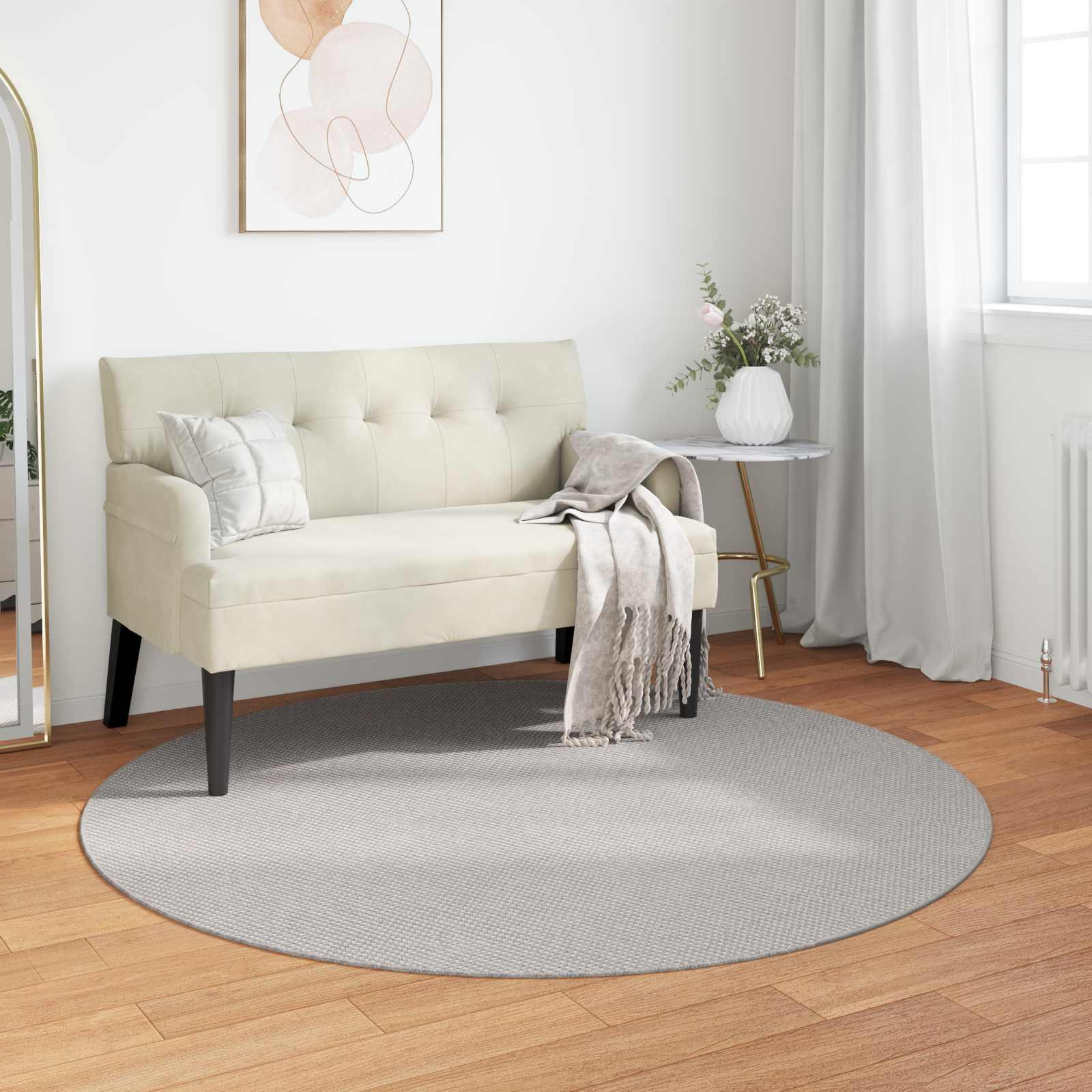 vidaXL Bereichsteppiche Rund LUGO Creme und Grau Ø 120 CM Polyester