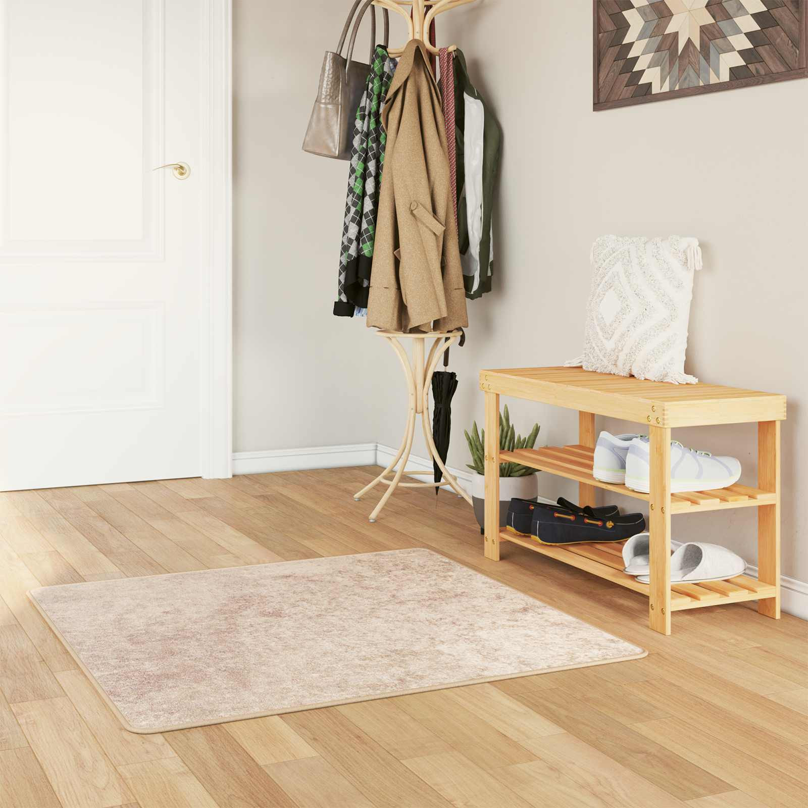 vidaXL Teppichläufer MARSA Beige 100 x 100 cm Polyester und PVC