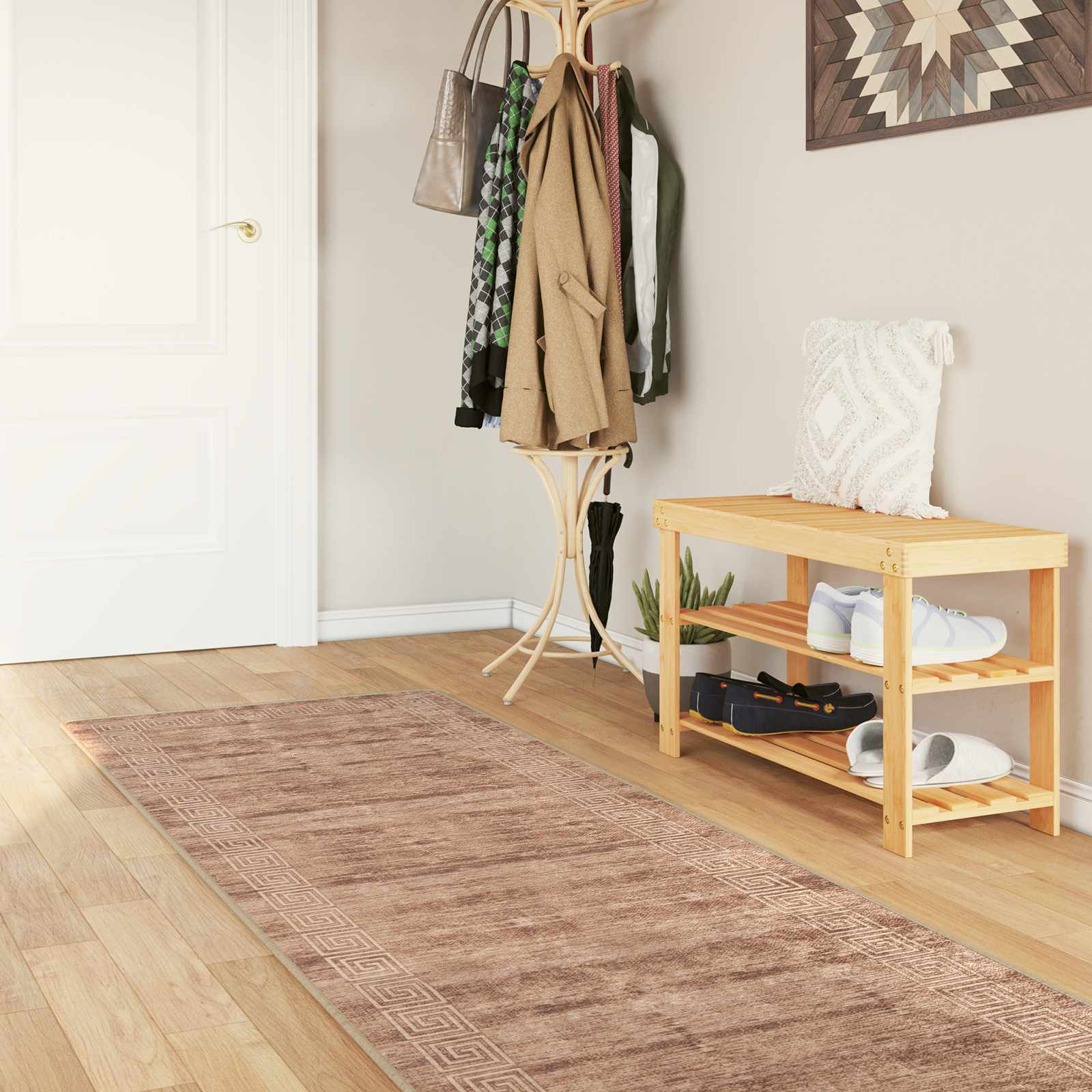 vidaXL Teppichläufer MARSA Weiß 100 x 450 cm Polyester und PVC