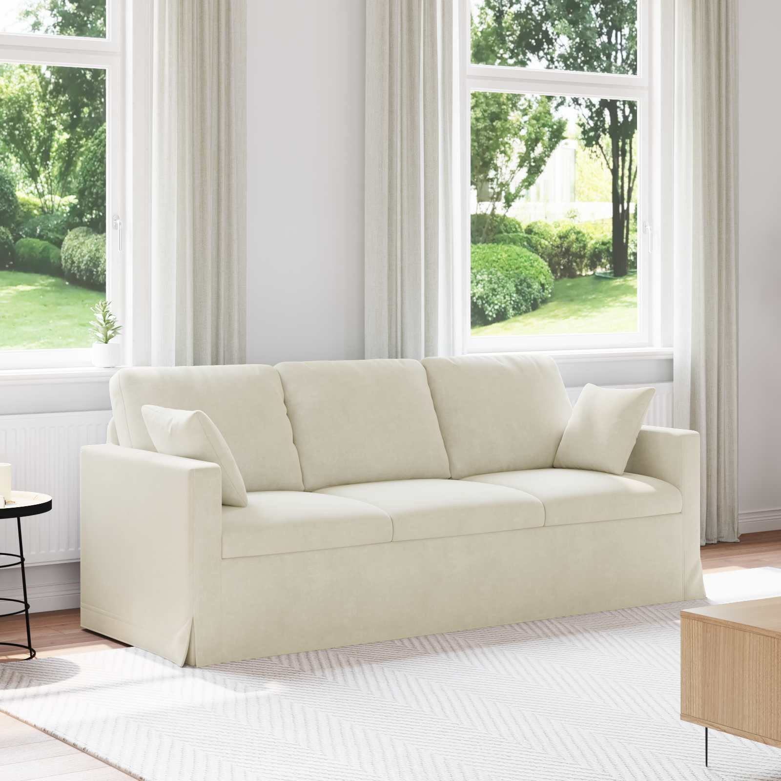 vidaXL Sofa Creme 198 x 78 x 80 cm Samt