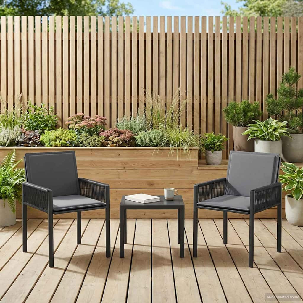 vidaXL Gartenstühle 2 pcs Schwarz und Dunkelgrau Poly-Rattan