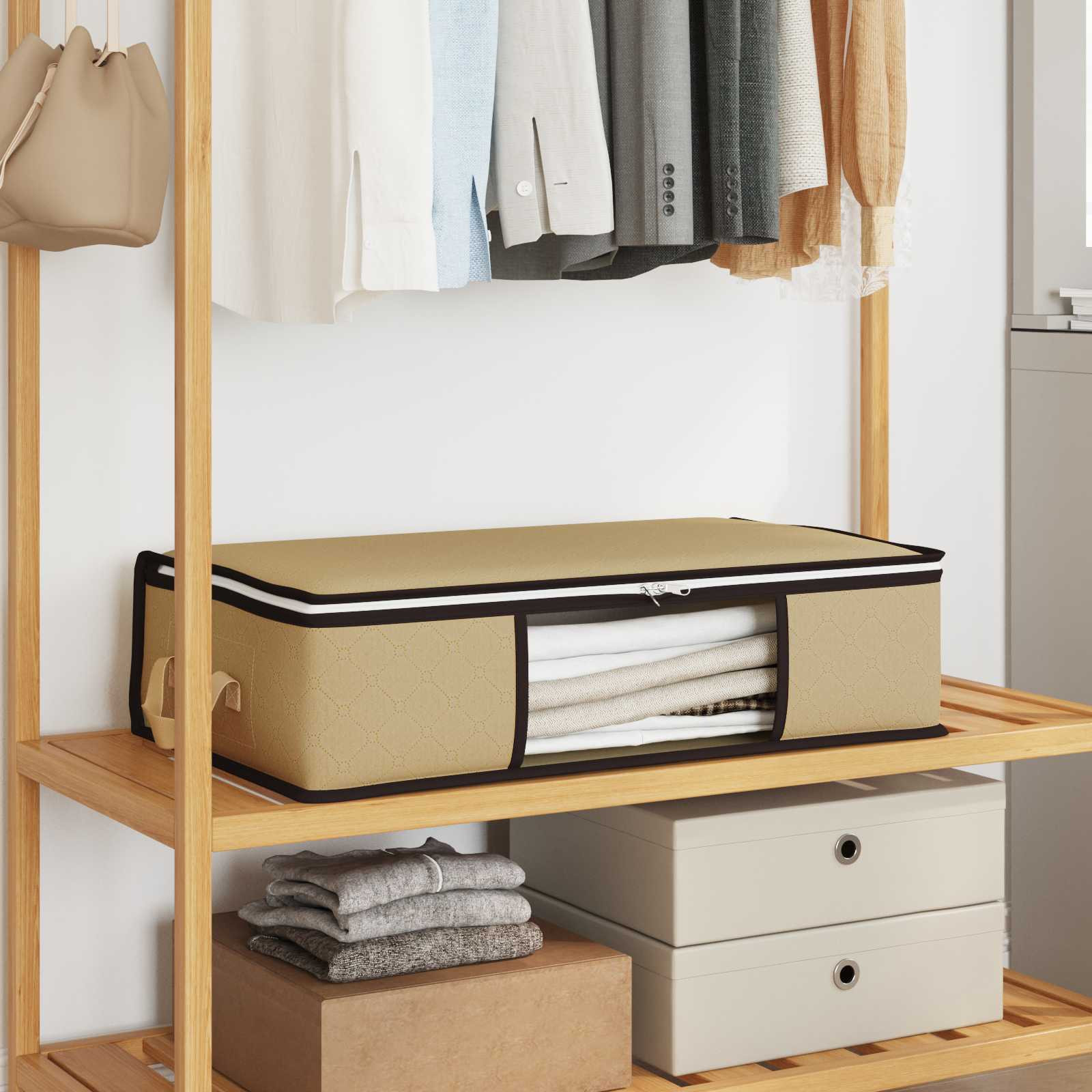 vidaXL Aufbewahrungsbox mit transparentem Seitenfenster Creme