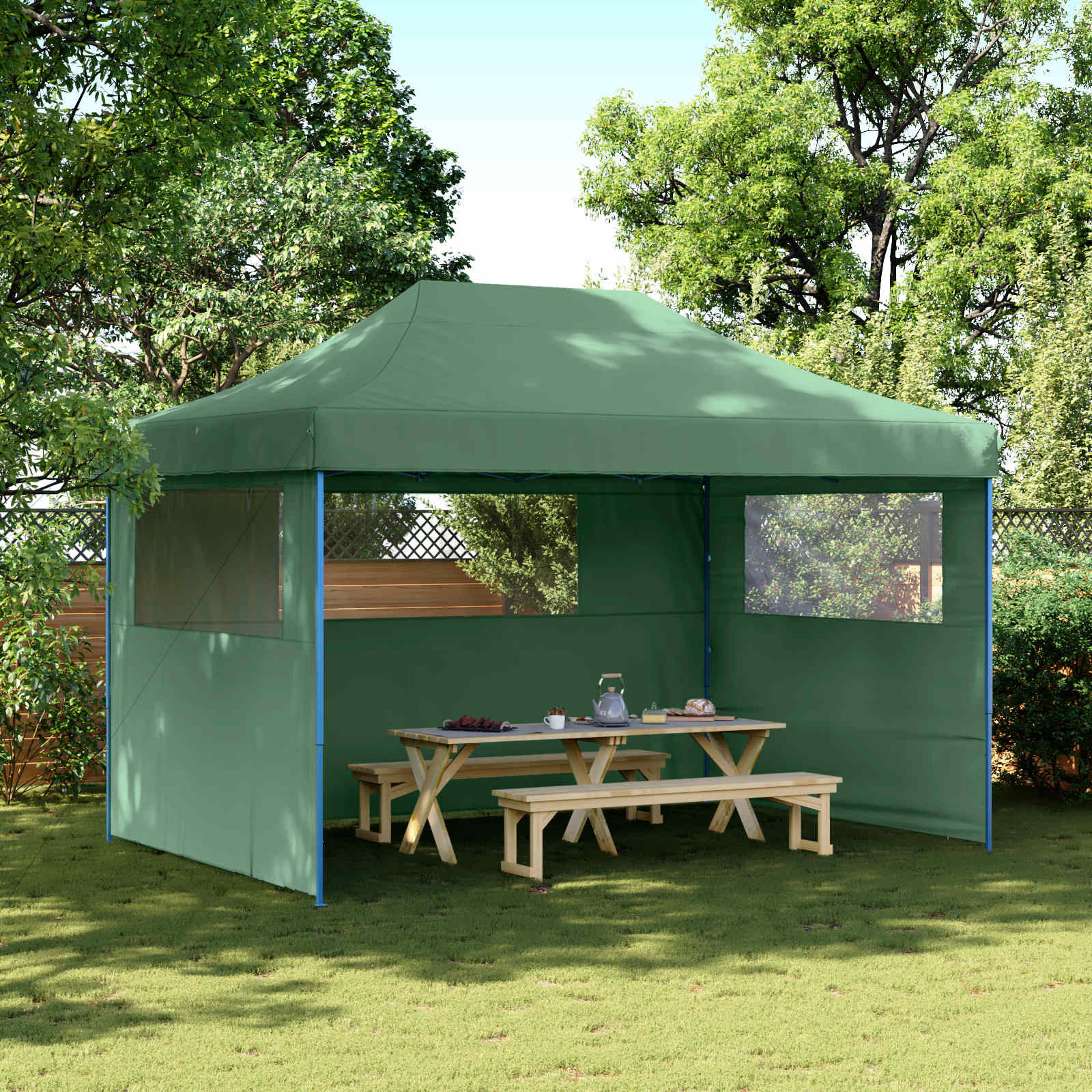 vidaXL Party-Zelt Grün 279 x 410 x 315 cm Oxford-Stoff