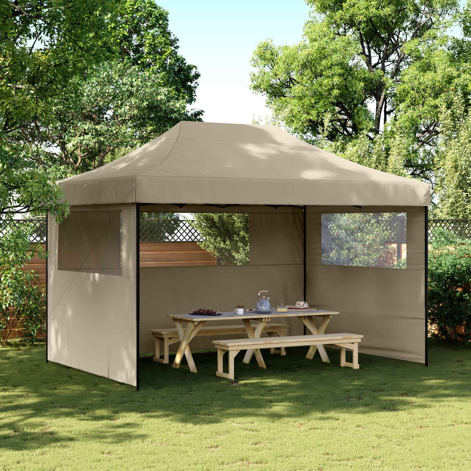 vidaXL Party-Zelt Taupe 279 x 410 x 315 cm Oxford-Stoff