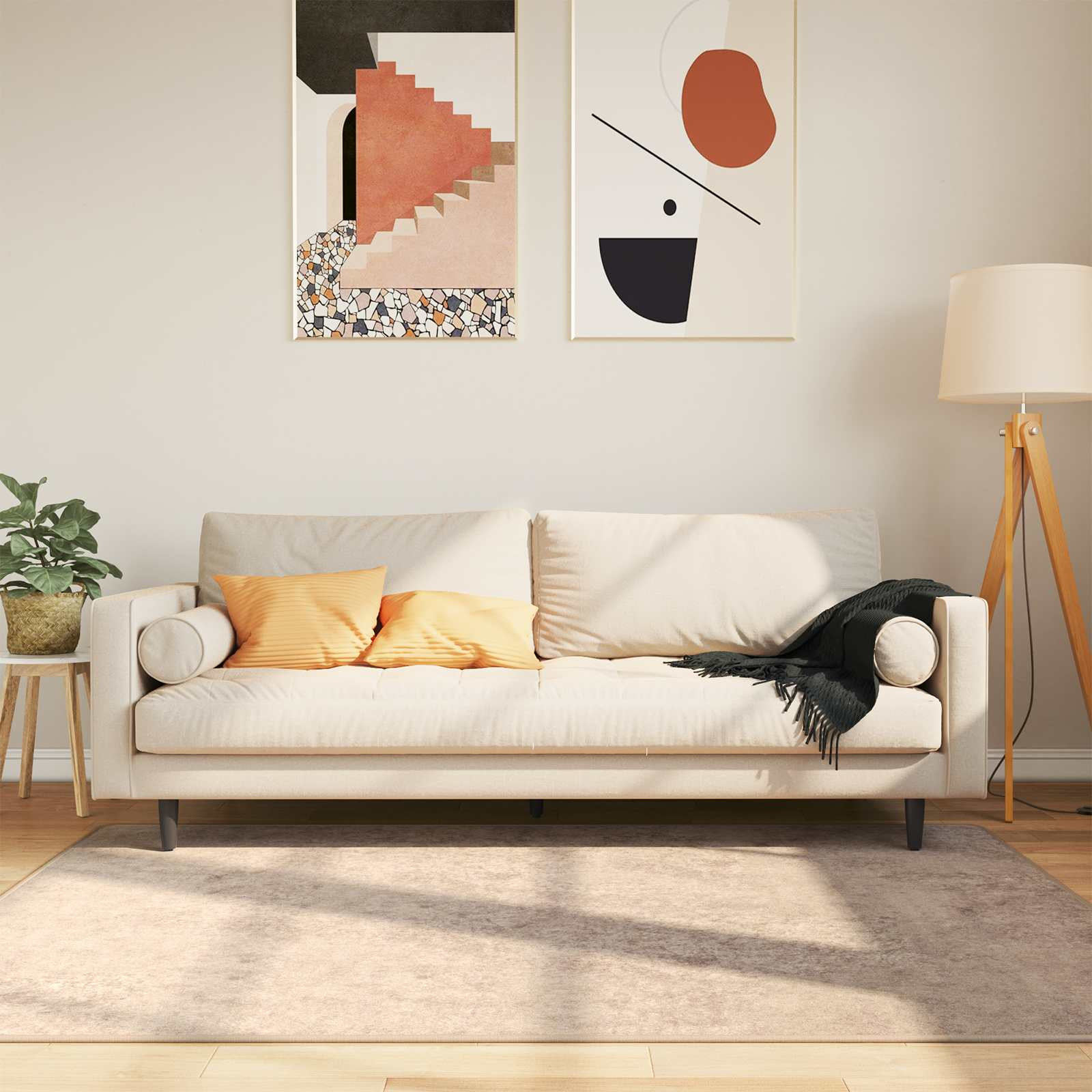 vidaXL Teppichläufer MARSA Beige 120 x 170 cm Polyester und PVC