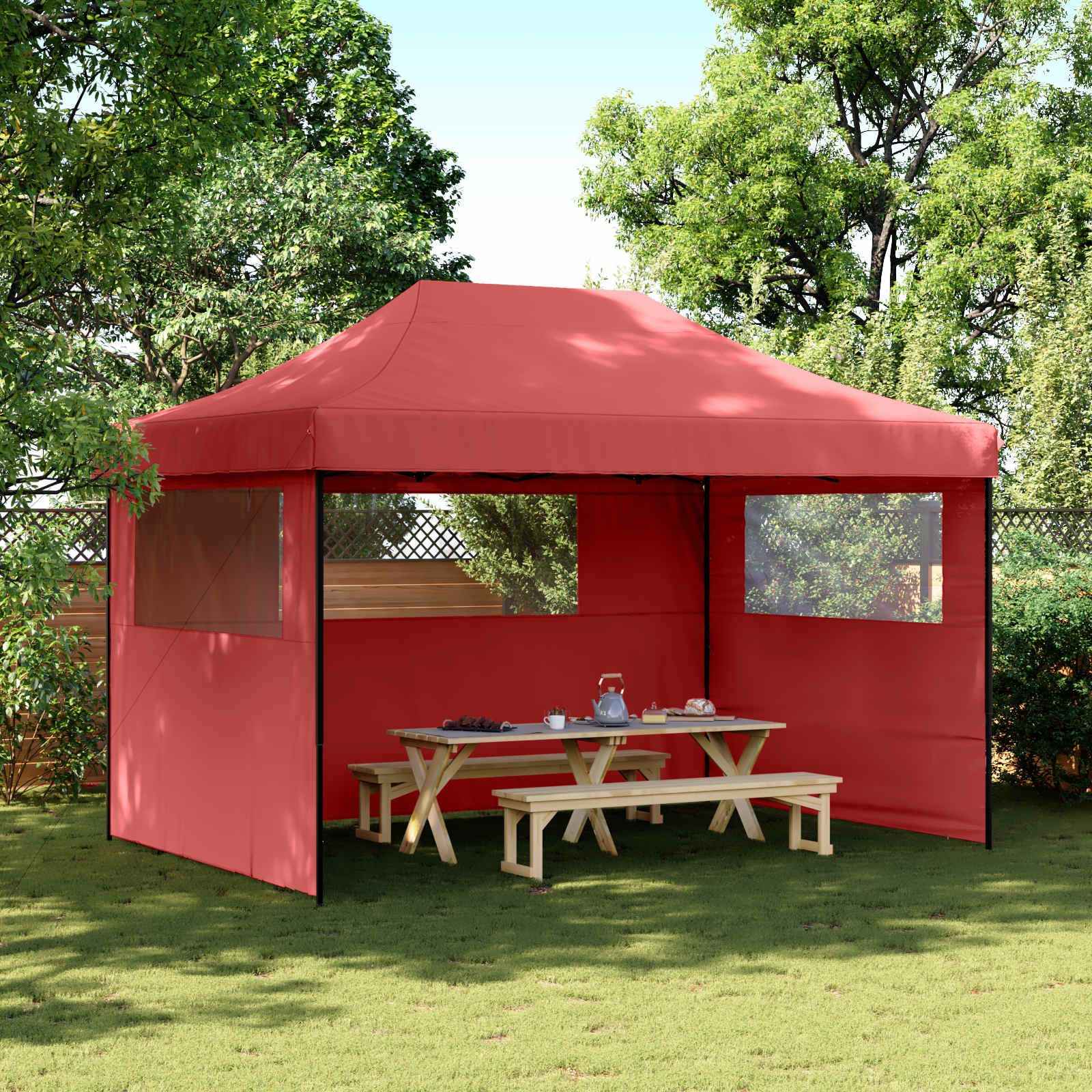 vidaXL Party-Zelt Bordeauxrot 279 x 410 x 315 cm Oxford-Stoff