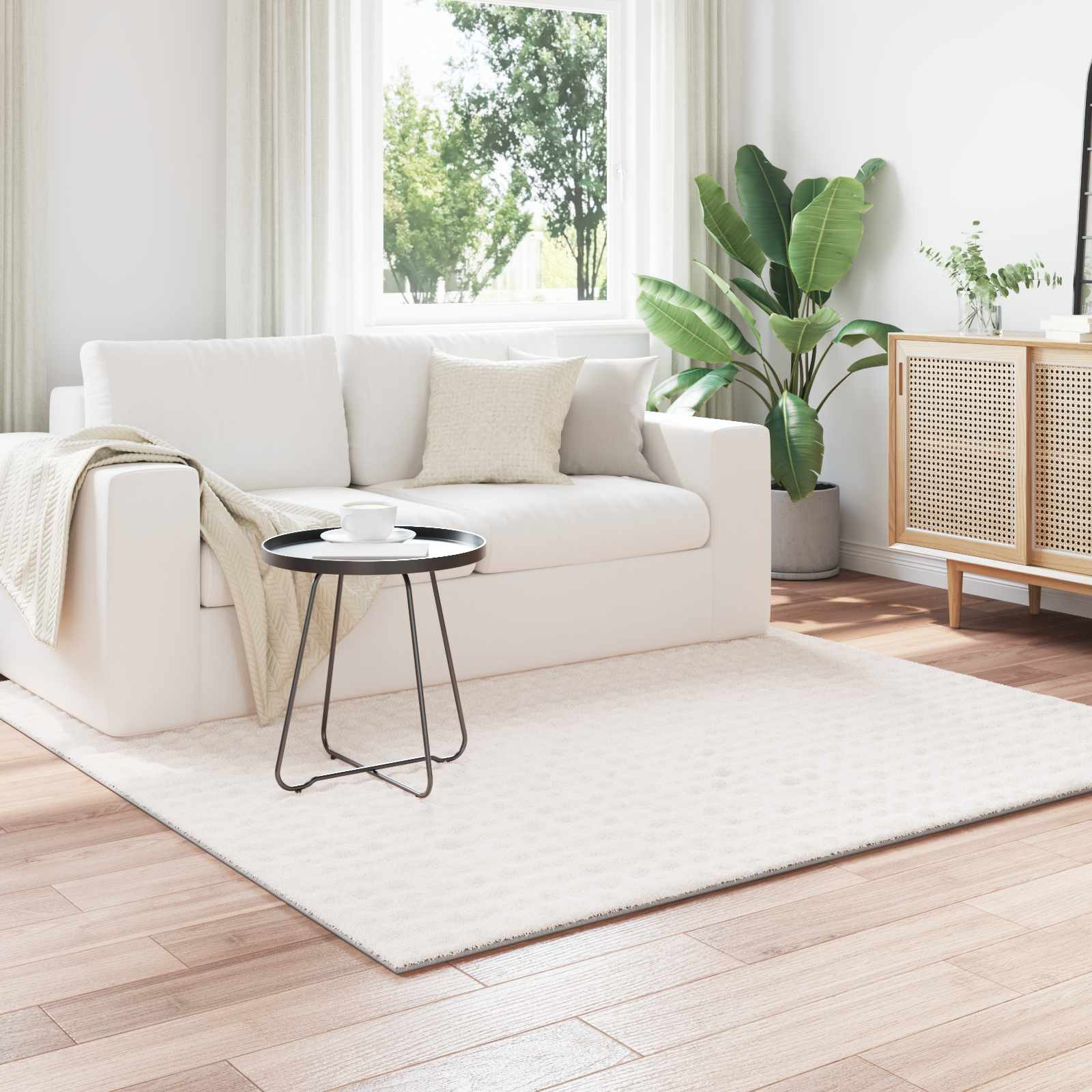 vidaXL Bereichsteppiche Quadratisch SIROLO Creme 200 x 200 cm
