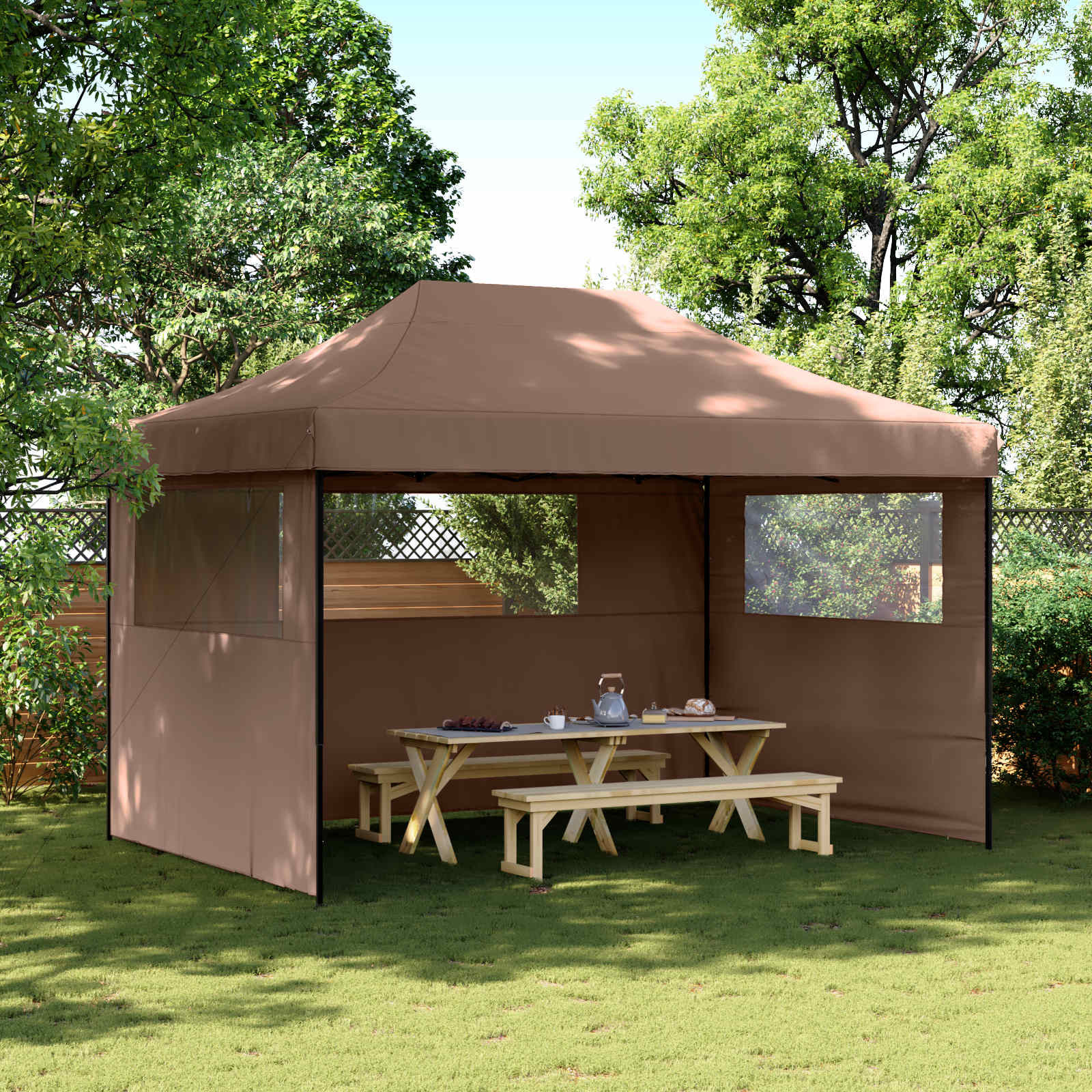vidaXL Party-Zelt Braun 279 x 410 x 315 cm Oxford-Stoff