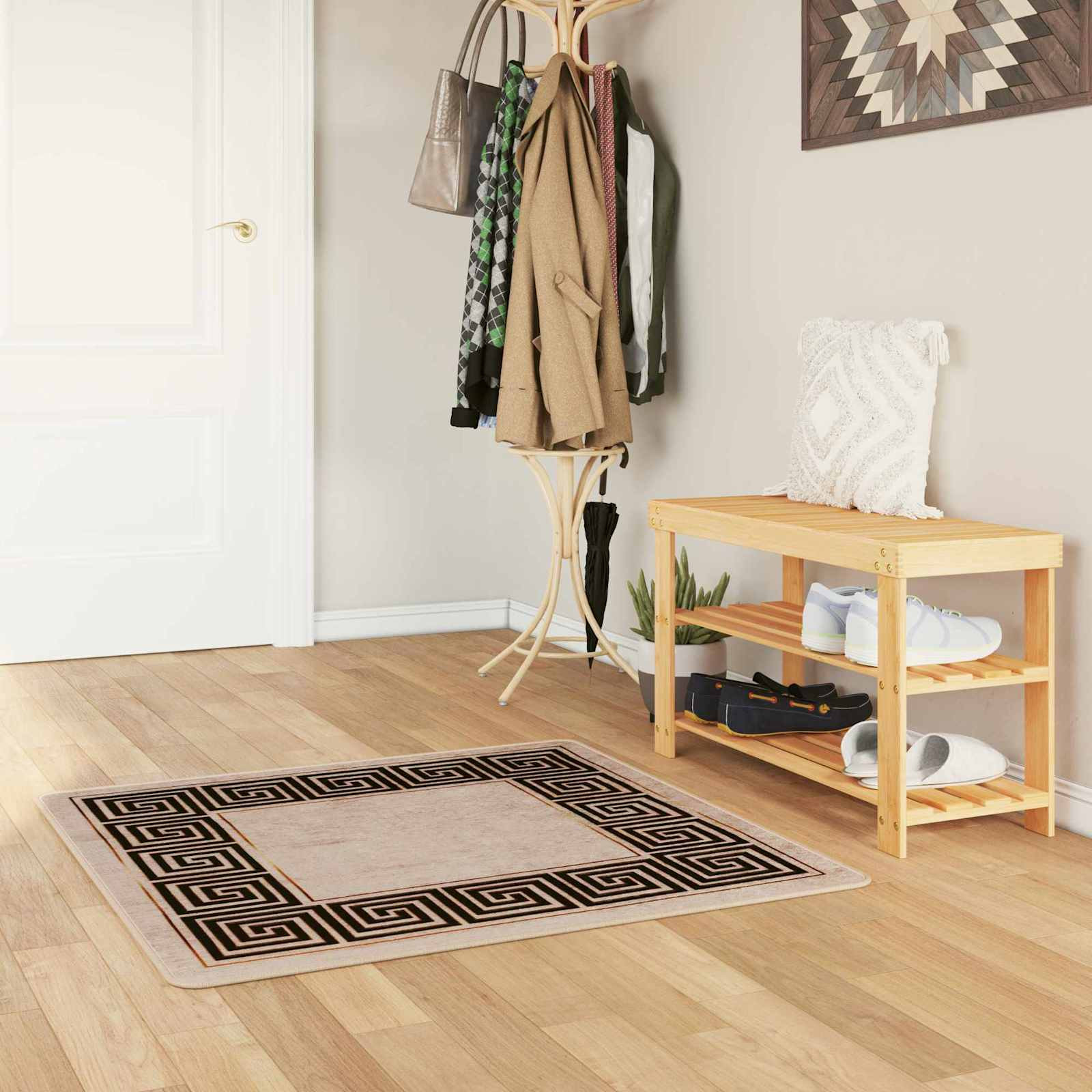 vidaXL Teppichläufer MARSA Schwarz 100 x 100 cm Polyester und PVC