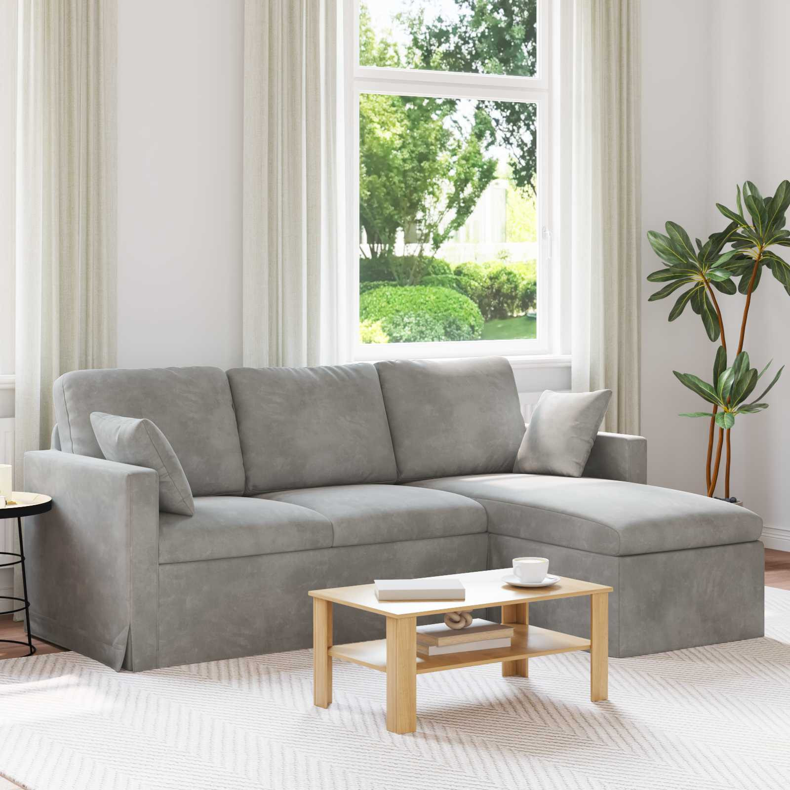 vidaXL Sofa Hellgrau 198 x 134 x 80 cm Samt
