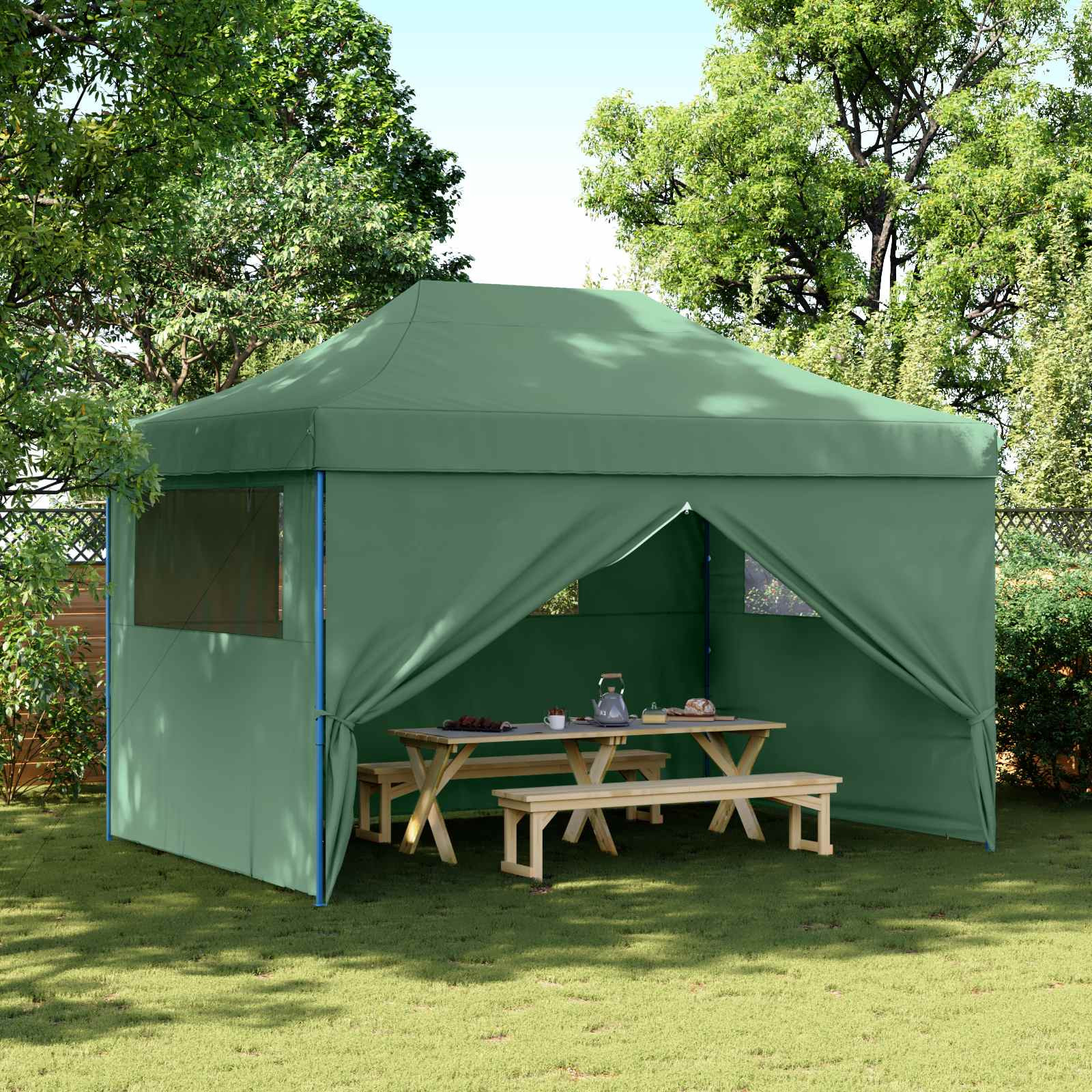 vidaXL Party-Zelt Grün 279 x 410 x 315 cm Oxford-Stoff