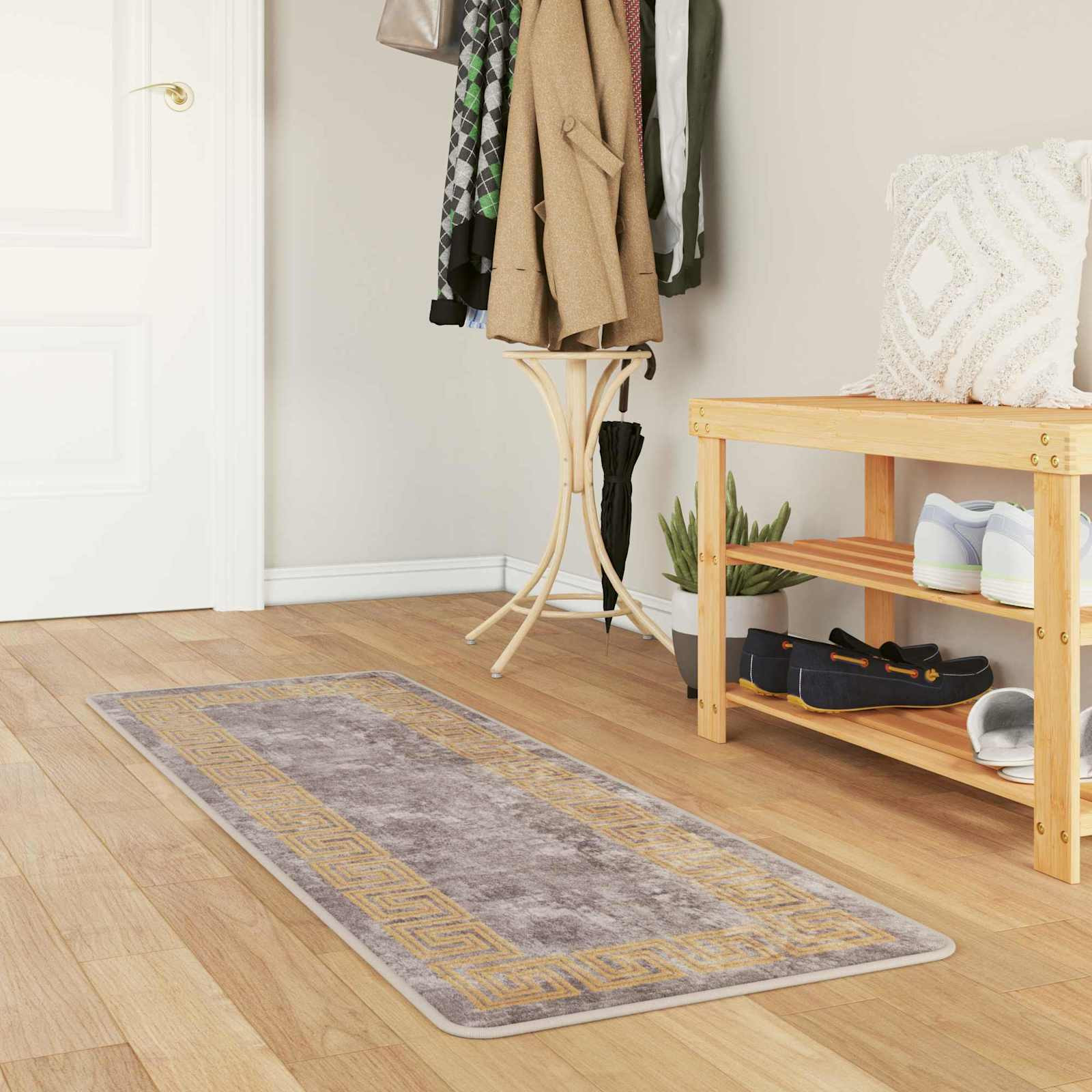 vidaXL Teppichläufer MARSA Grau 50 x 200 cm Polyester und PVC