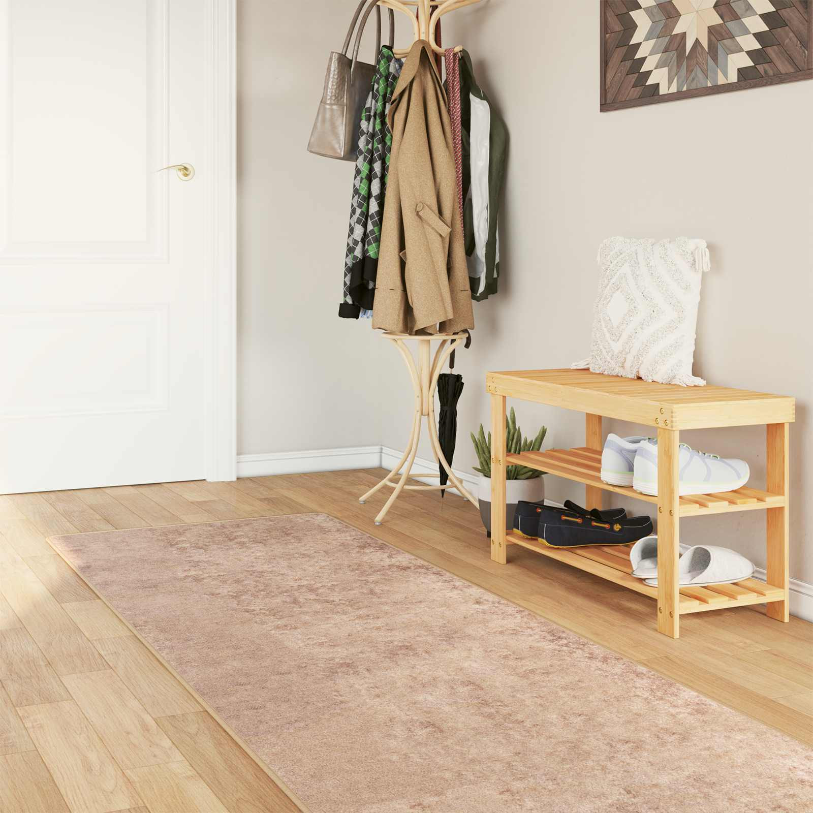 vidaXL Teppichläufer MARSA Sand 80 x 400 cm Polyester und PVC