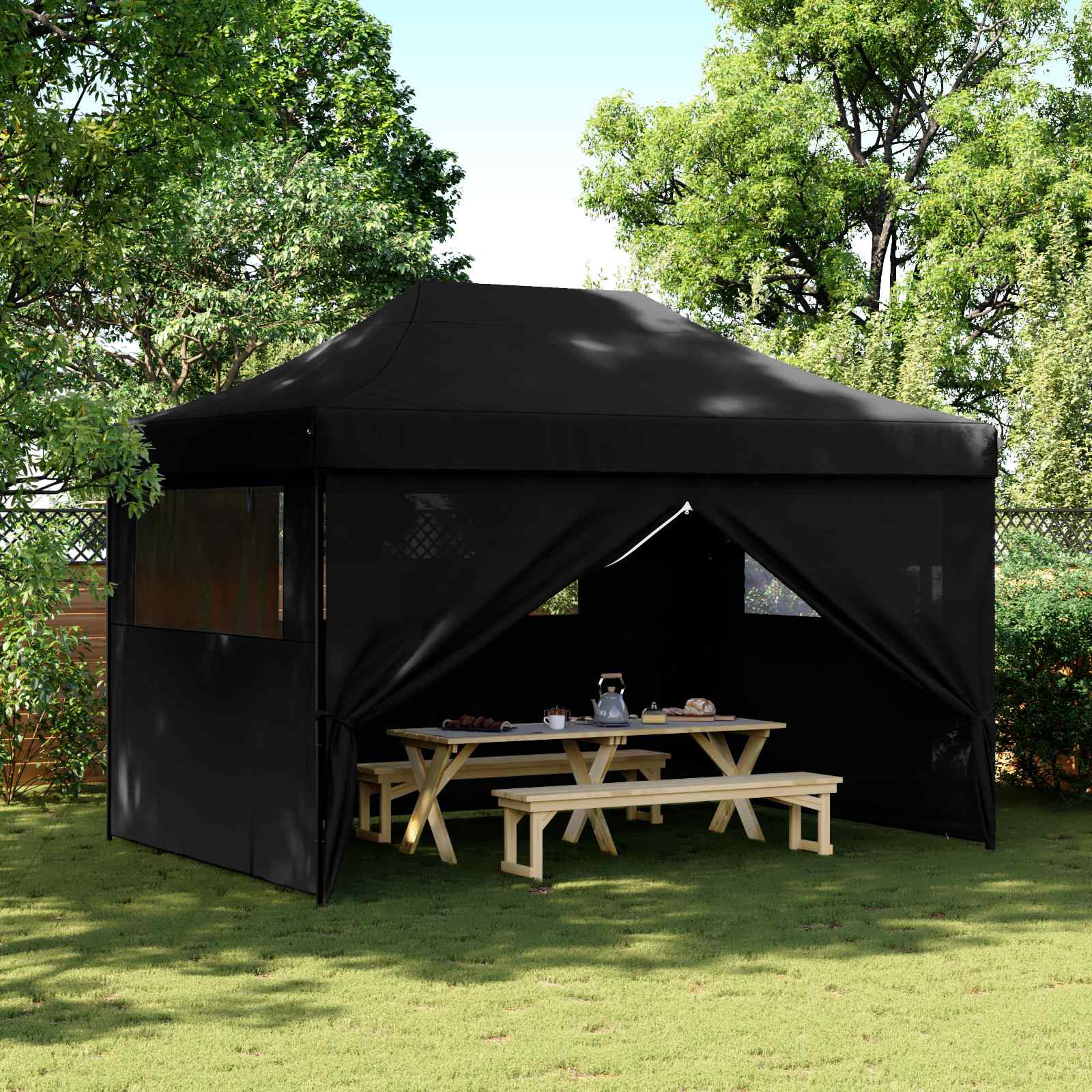 vidaXL Party-Zelt Schwarz 279 x 410 x 315 cm Oxford-Stoff