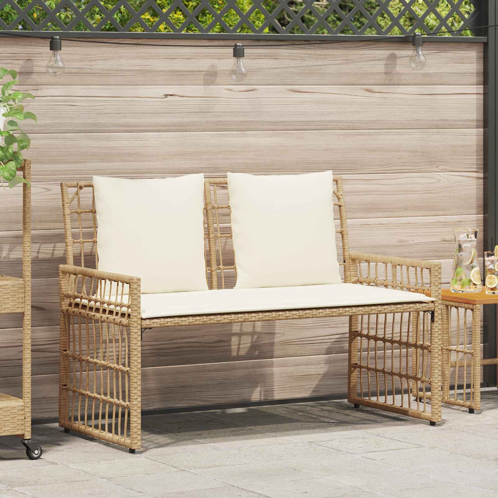 vidaXL Bank Outdoor Uni Natur und Creme 116 x 55 x 82 cm
