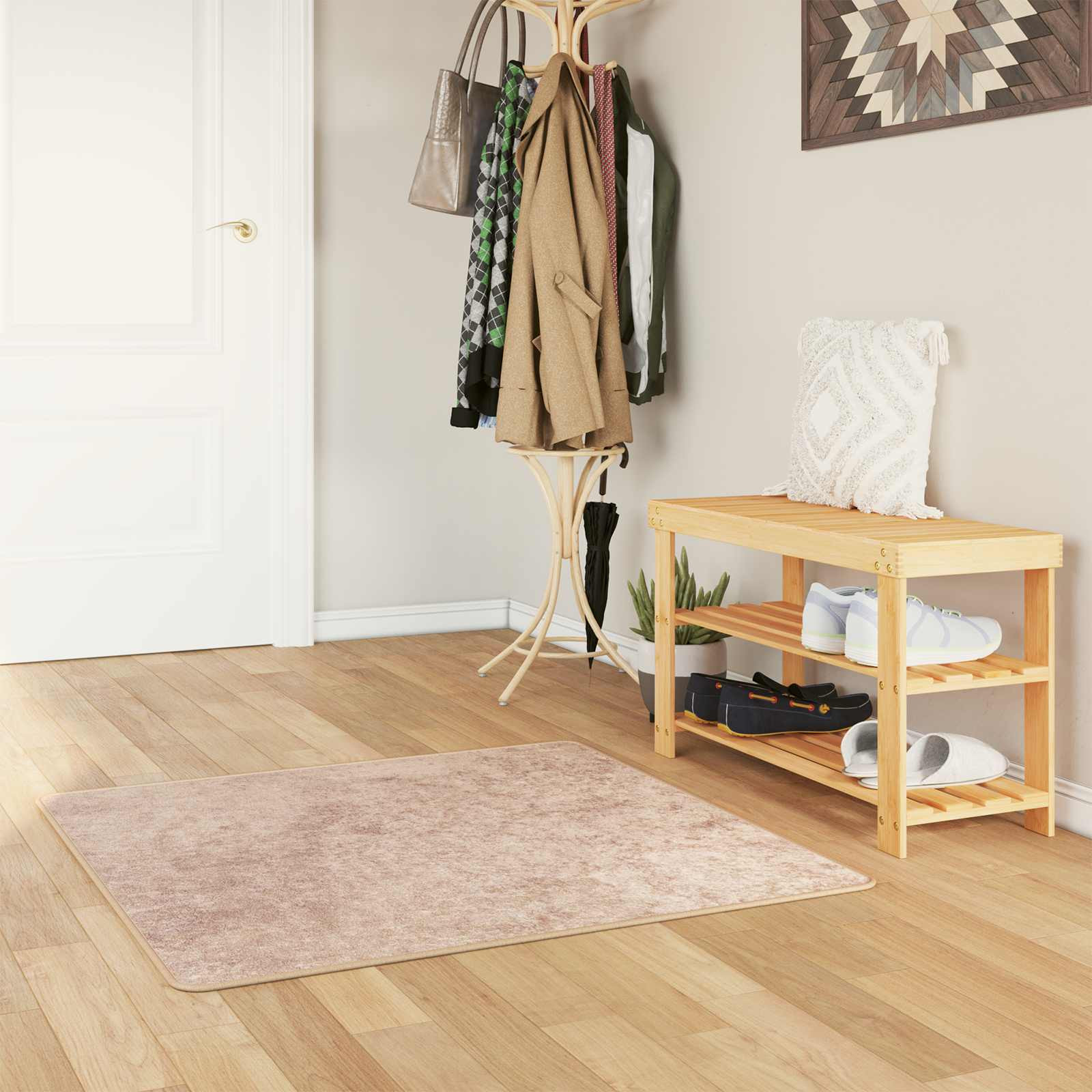 vidaXL Teppichläufer MARSA Sand 100 x 100 cm Polyester und PVC