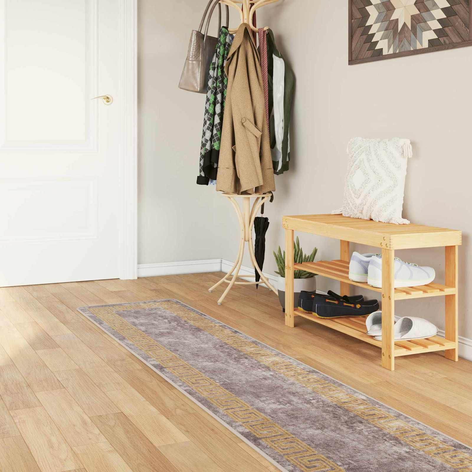 vidaXL Teppichläufer MARSA Grau 50 x 400 cm Polyester und PVC