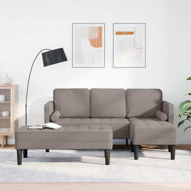 vidaXL Sofa Set mit Kissen 2 pcs Taupe Polyester