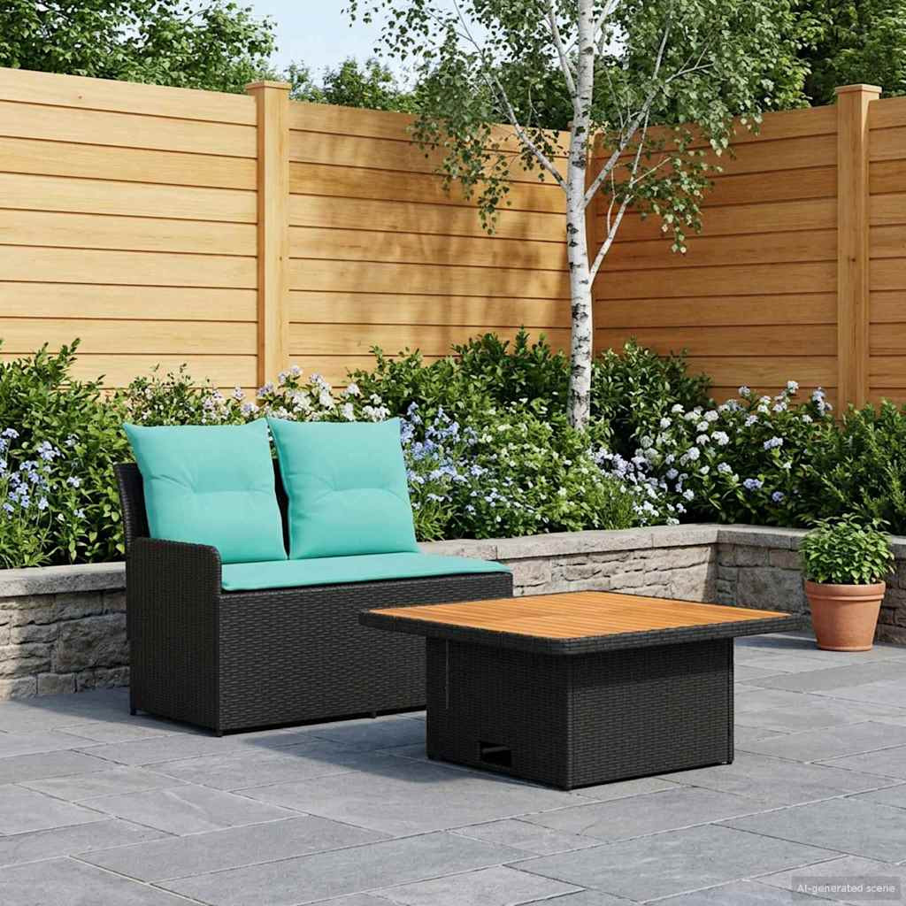 vidaXL Garten Armlehnen Sofa mit Klapptisch 2 Stück Schwarz und Türkis