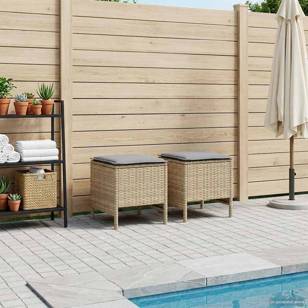 vidaXL Garten-Fußhocker 2 Stück Beige und Hellgrau 38 x 38 x 45 cm