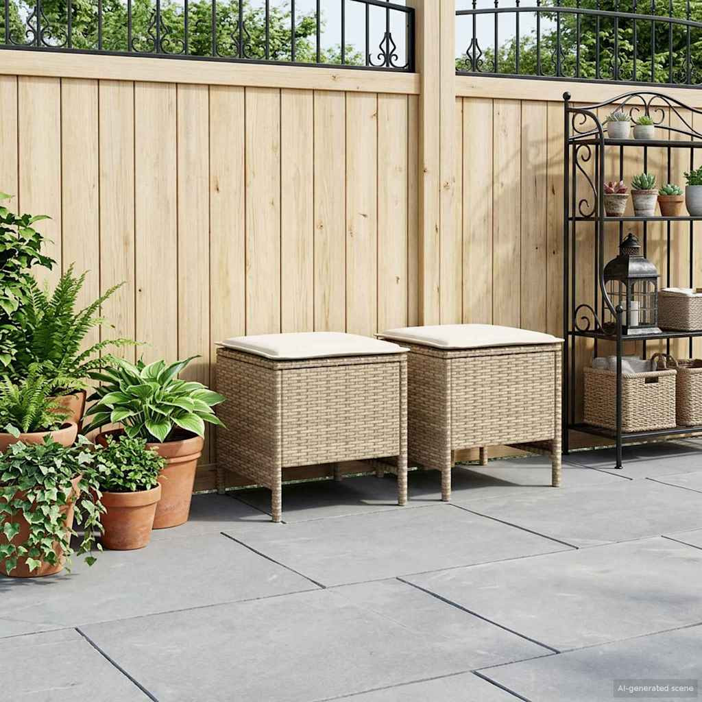 vidaXL Garten-Fußhocker 2 Stück Beige und Creme 38 x 38 x 45 cm