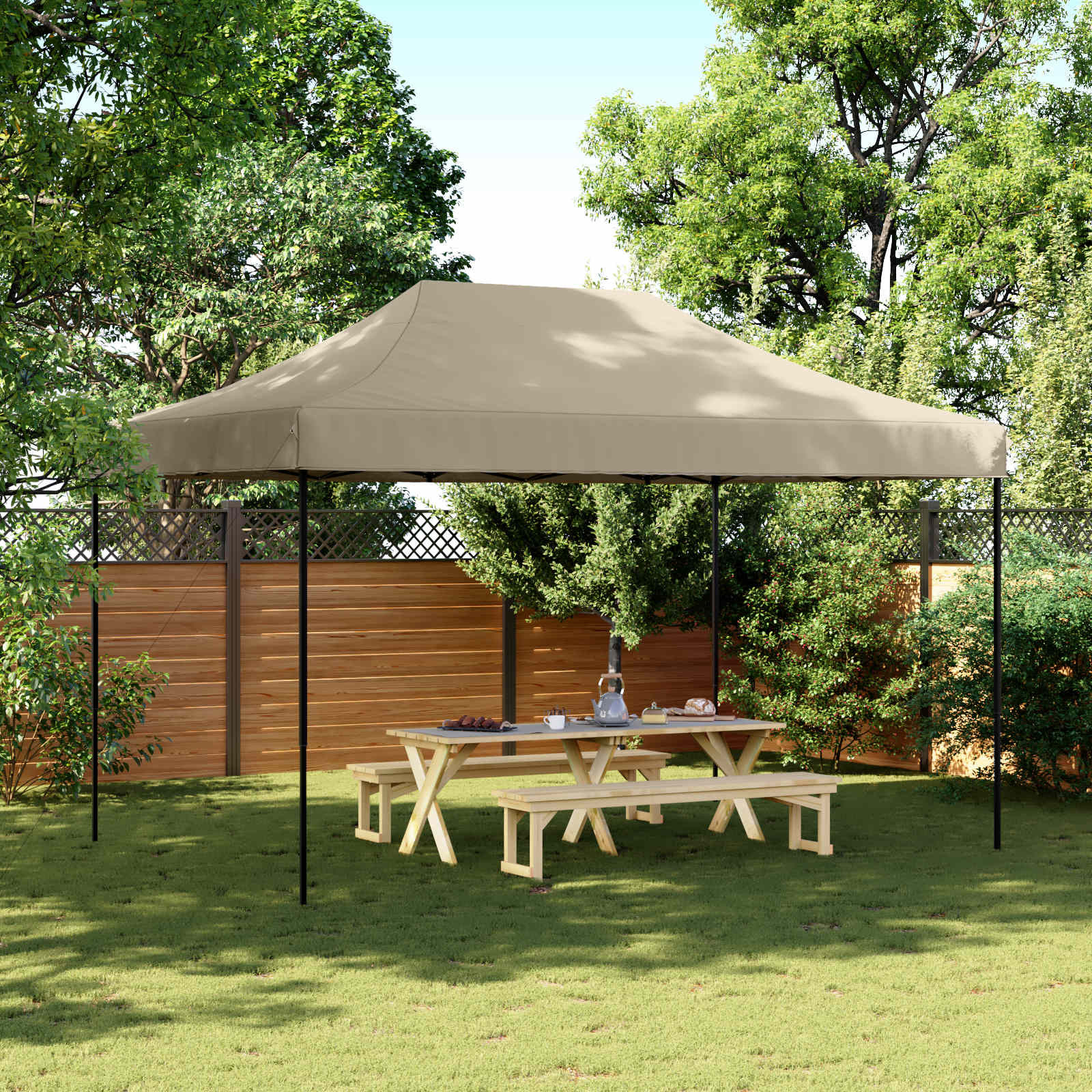 vidaXL Party-Zelt Taupe 292 x 440 x 315 cm Oxford-Stoff