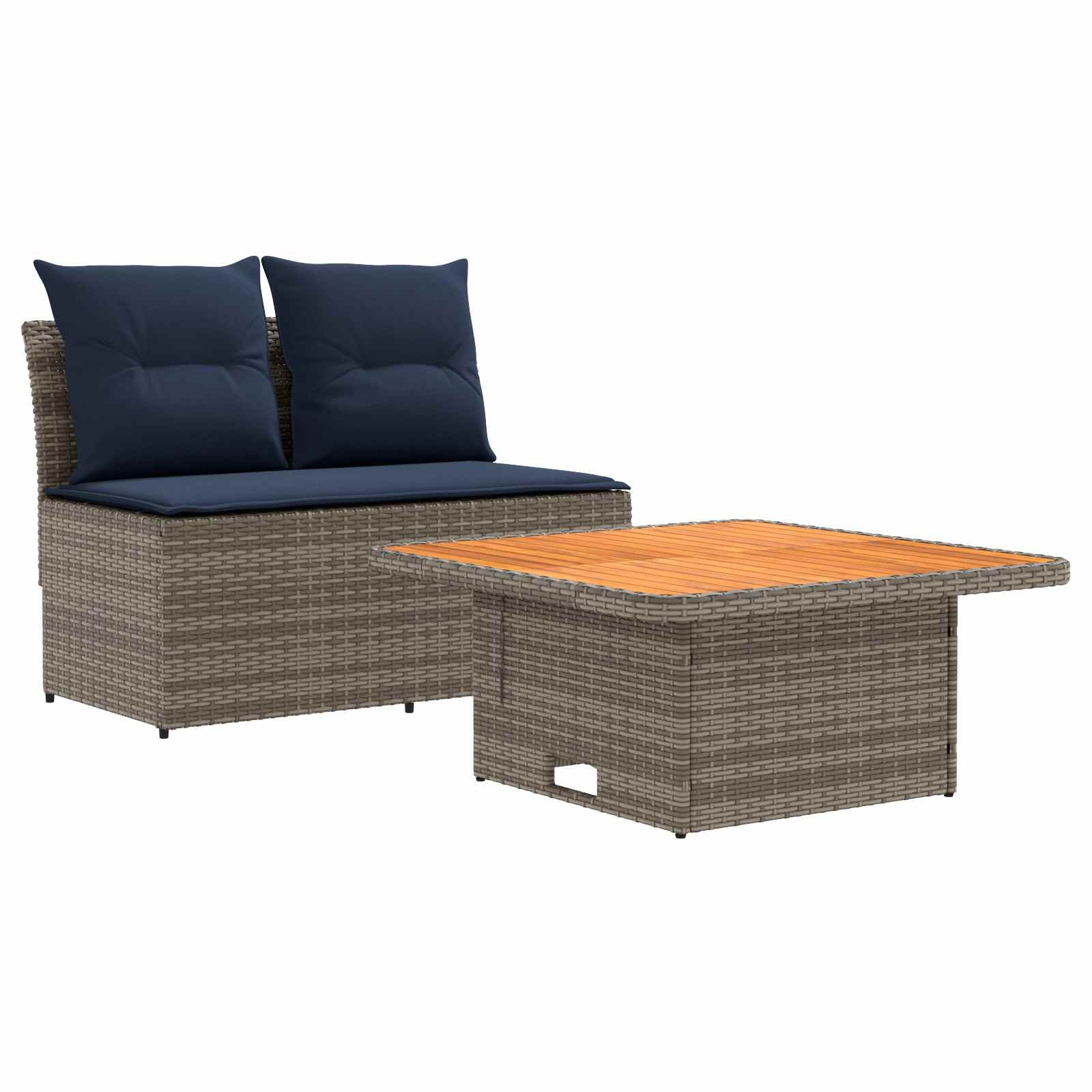 vidaXL 2 Stück Garten Mittel Sofa Mit Hochklapptisch Poly-Rattan