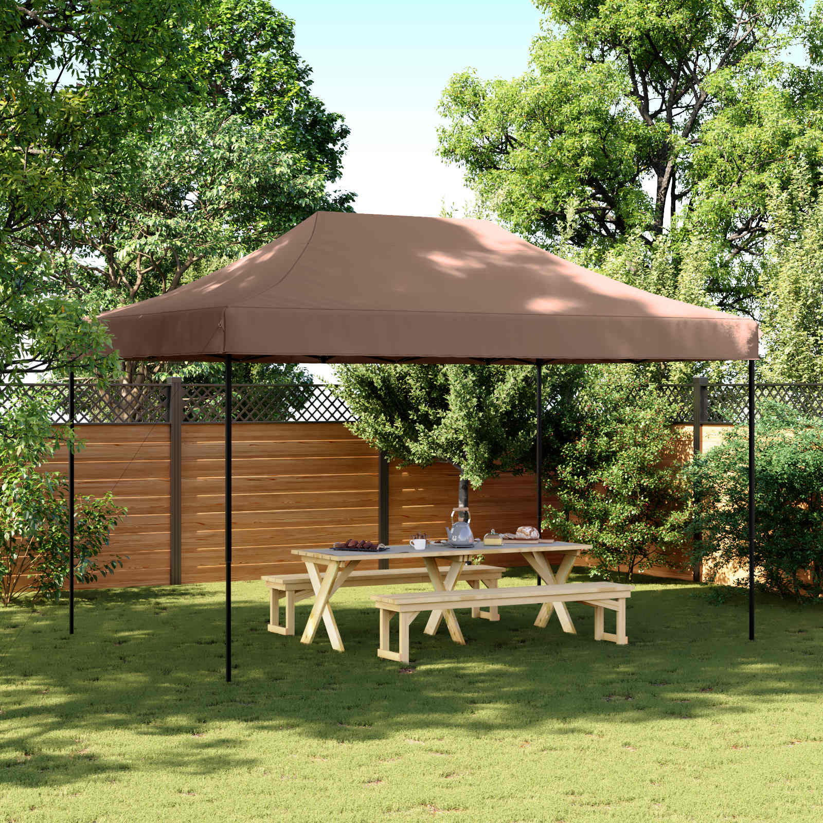vidaXL Party-Zelt Braun 292 x 440 x 315 cm Oxford-Stoff