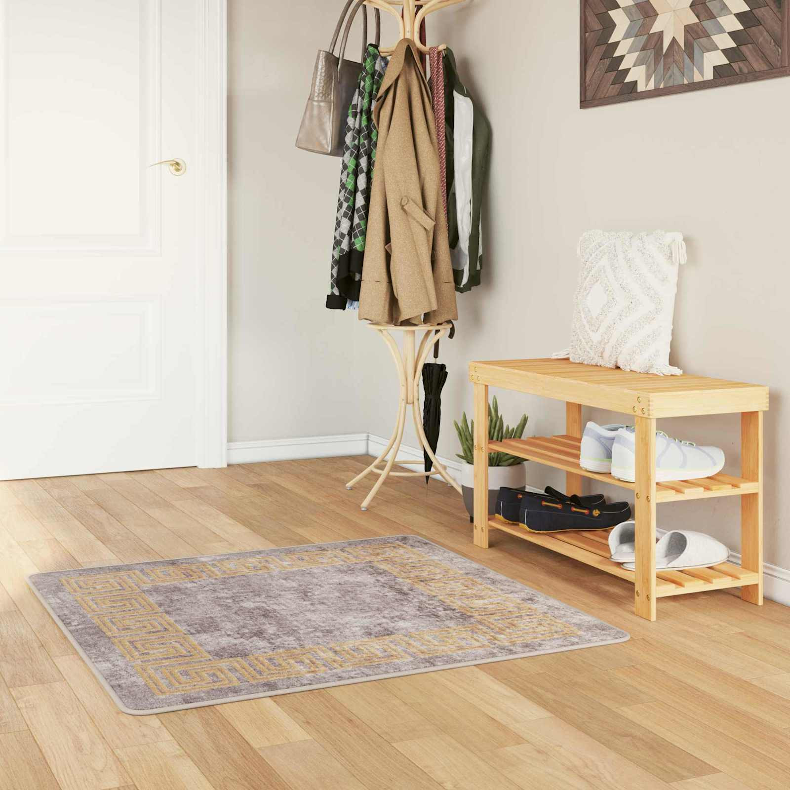 vidaXL Teppichläufer MARSA Grau 100 x 100 cm Polyester und PVC