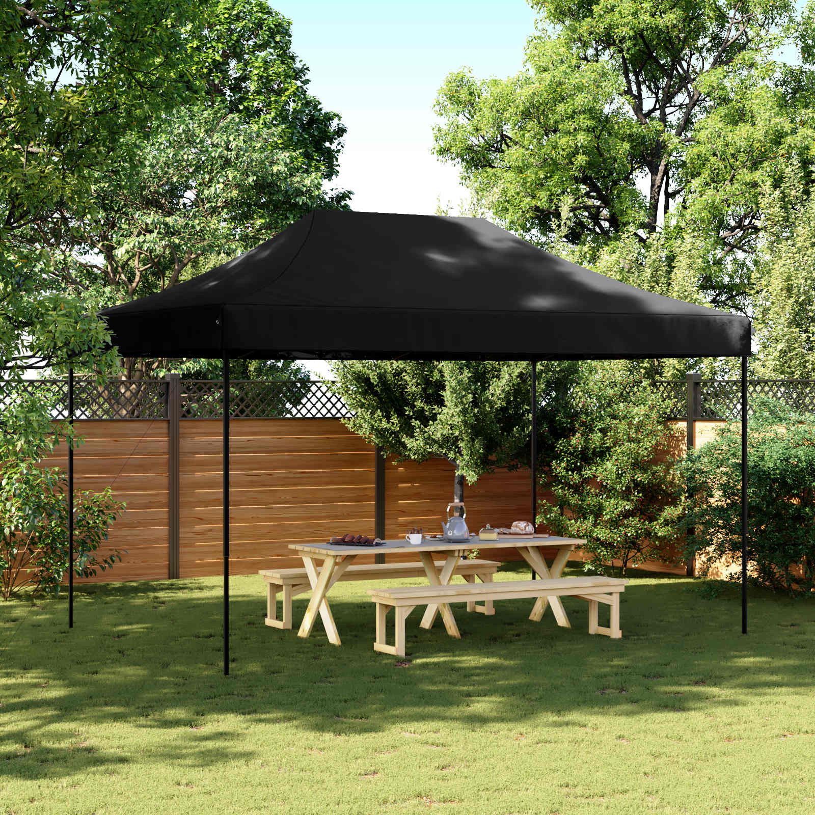vidaXL Party-Zelt Schwarz 292 x 440 x 315 cm Oxford-Stoff