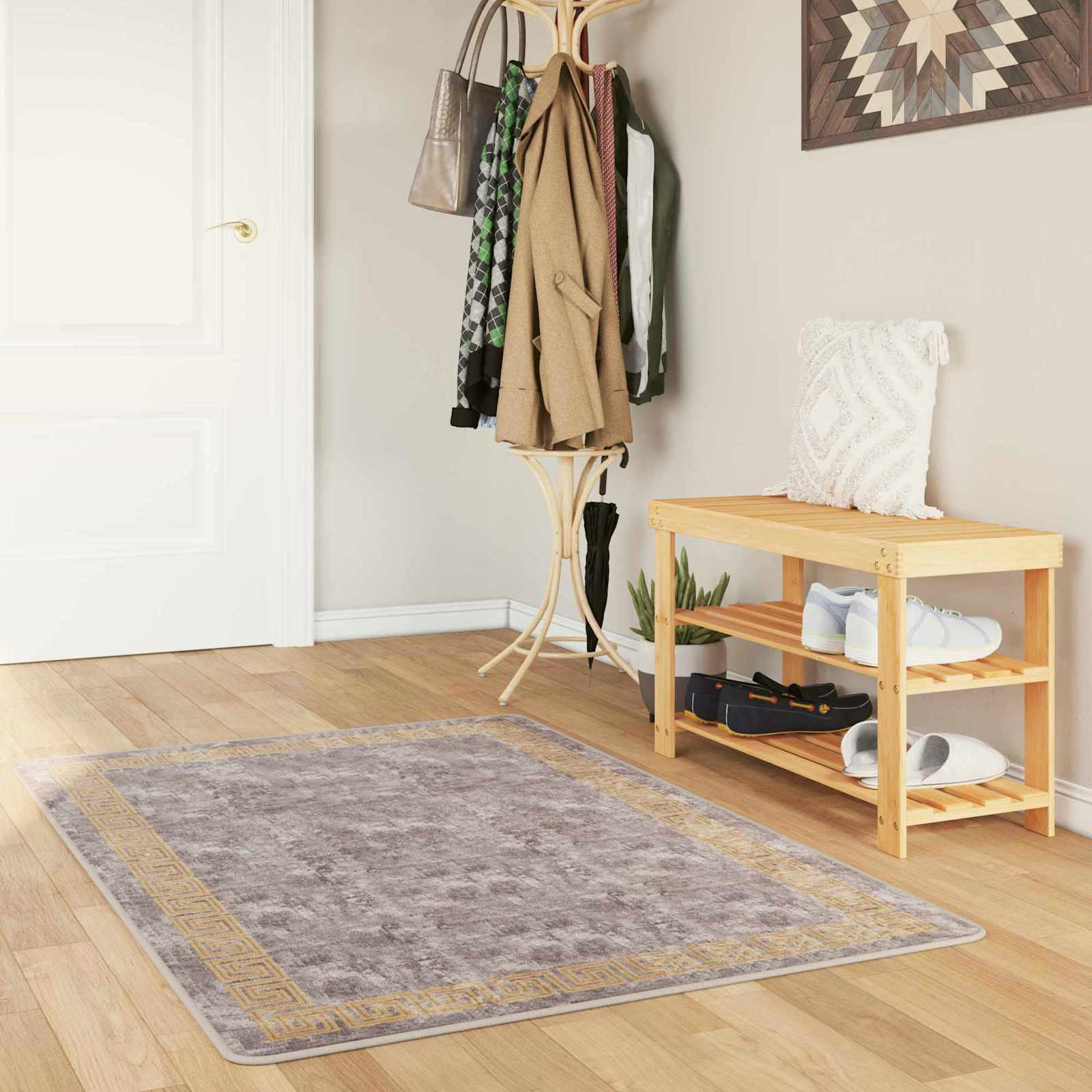 vidaXL Teppichläufer MARSA Grau 100 x 200 cm Polyester und PVC
