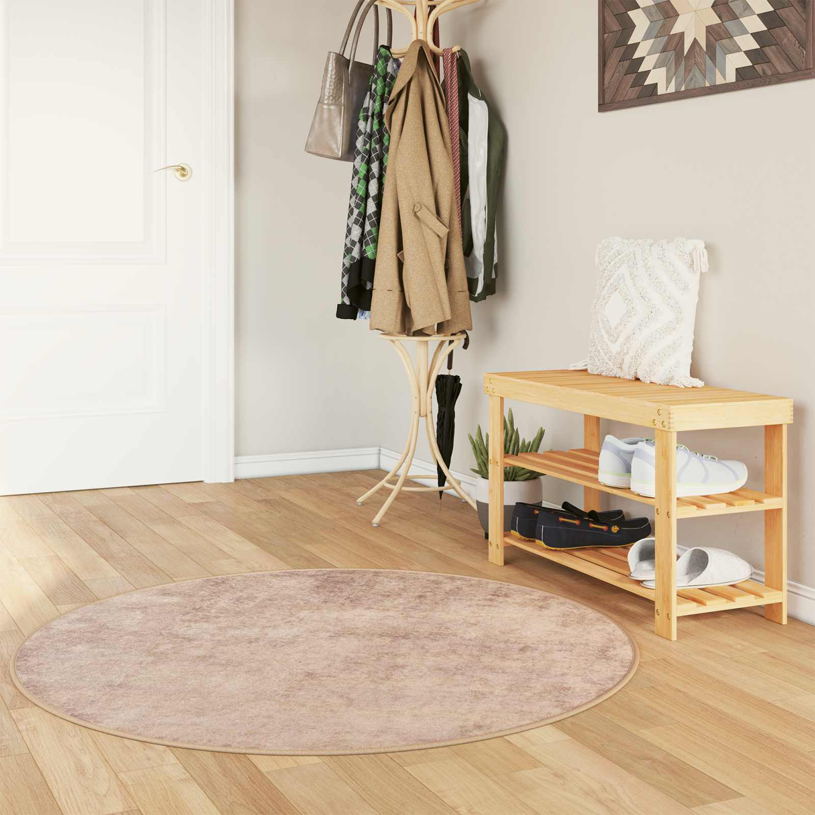 vidaXL Teppichläufer MARSA Sand 120 x 120 cm Polyester und PVC