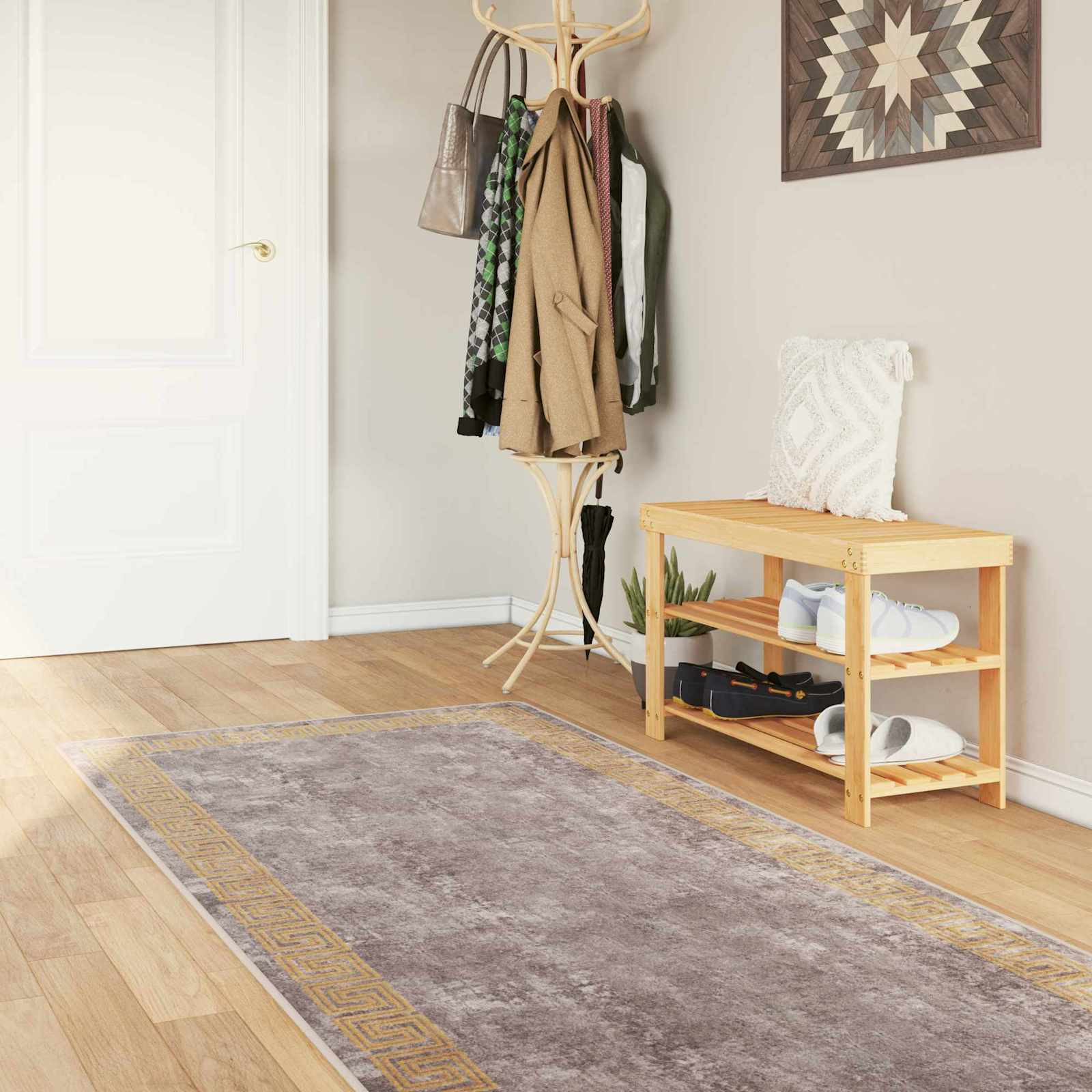 vidaXL Teppichläufer MARSA Grau 100 x 250 cm Polyester und PVC