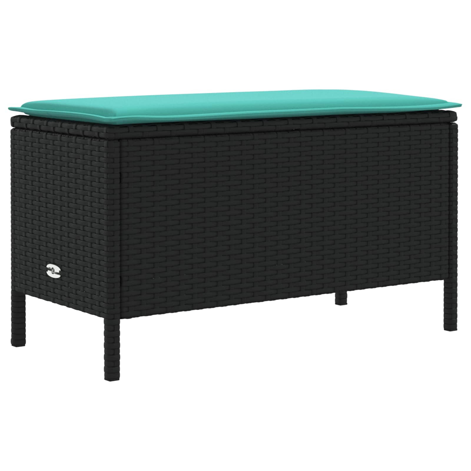 vidaXL Garten-Fußhocker Schwarz und Türkis 80 x 38 x 42 cm PE-Rattan