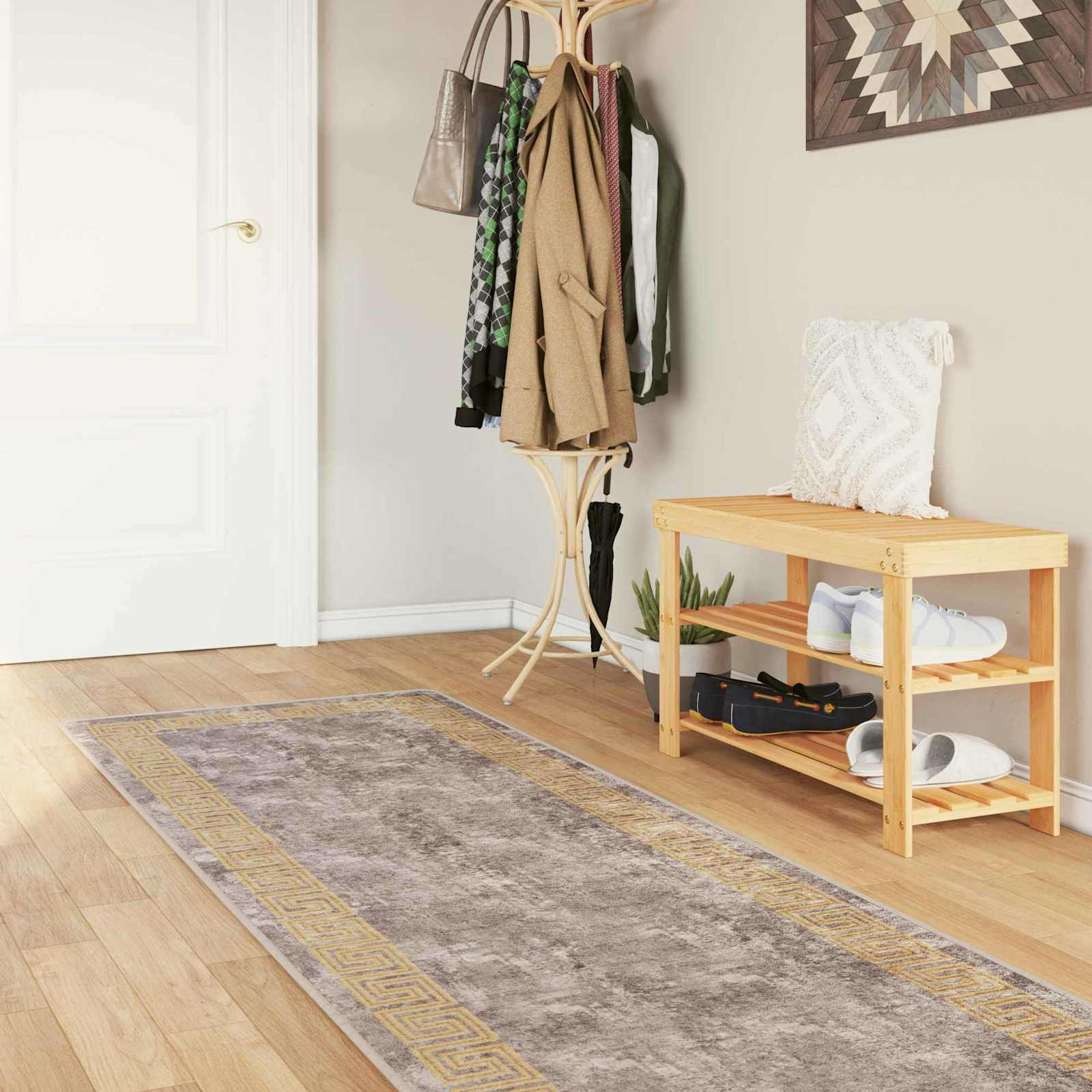 vidaXL Teppichläufer MARSA Grau 100 x 450 cm Polyester und PVC
