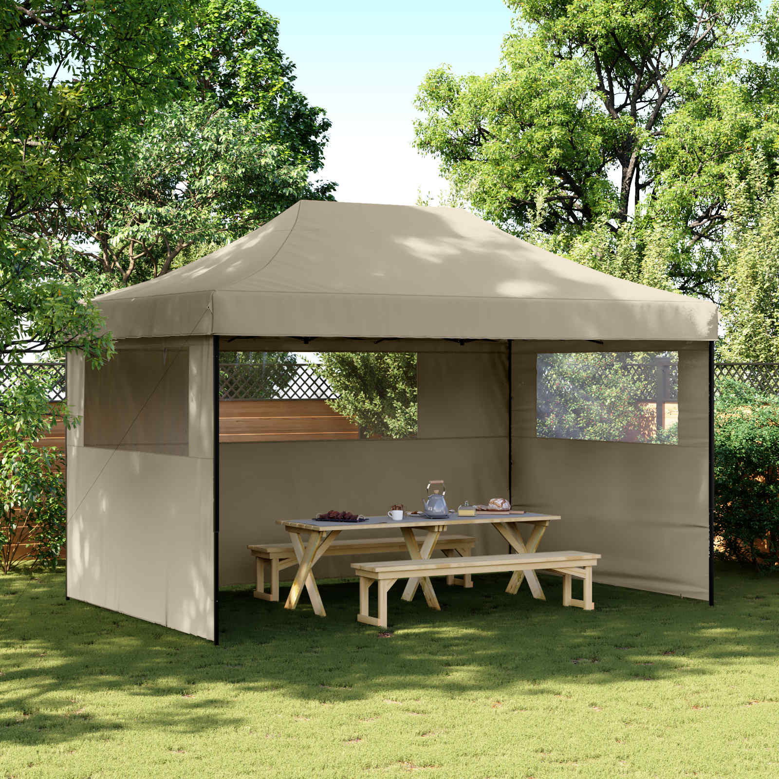 vidaXL Party-Zelt Taupe 292 x 440 x 315 cm Oxford-Stoff