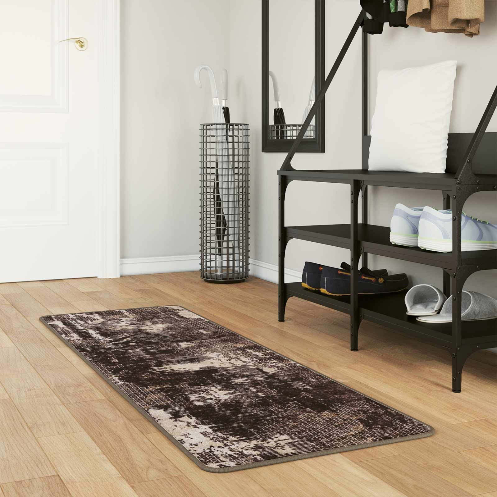 vidaXL Teppichläufer MARSA Schwarz 50 x 150 cm Polyester und PVC