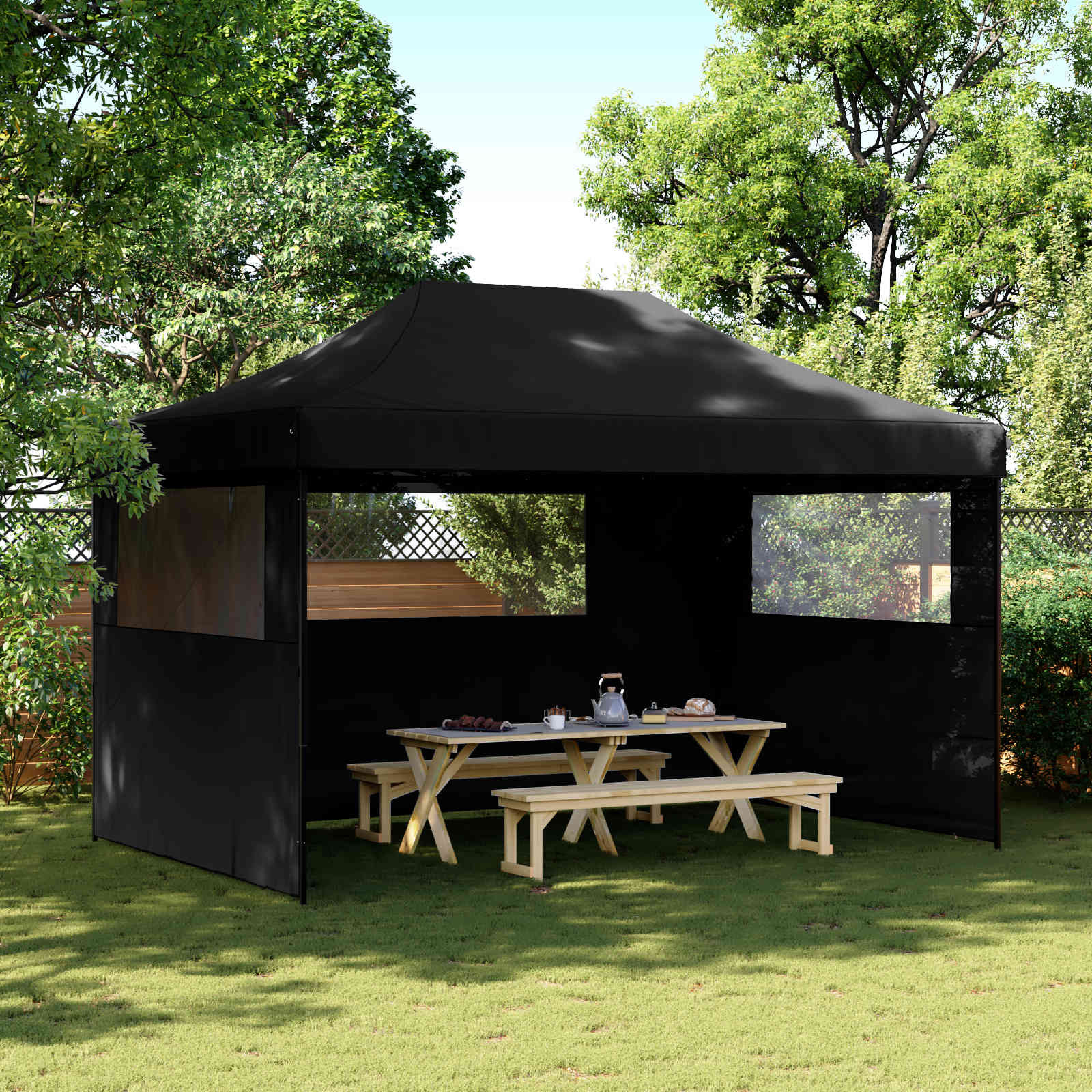 vidaXL Party-Zelt Schwarz 292 x 440 x 315 cm Oxford-Stoff