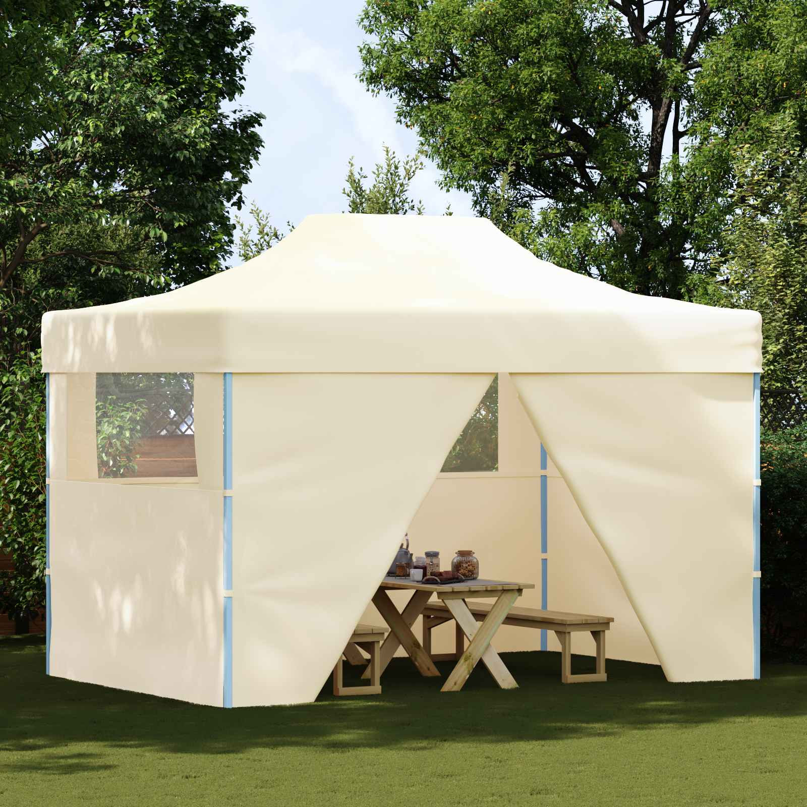 vidaXL Party-Zelt Creme 291 x 431 x 315 cm Oxford-Stoff