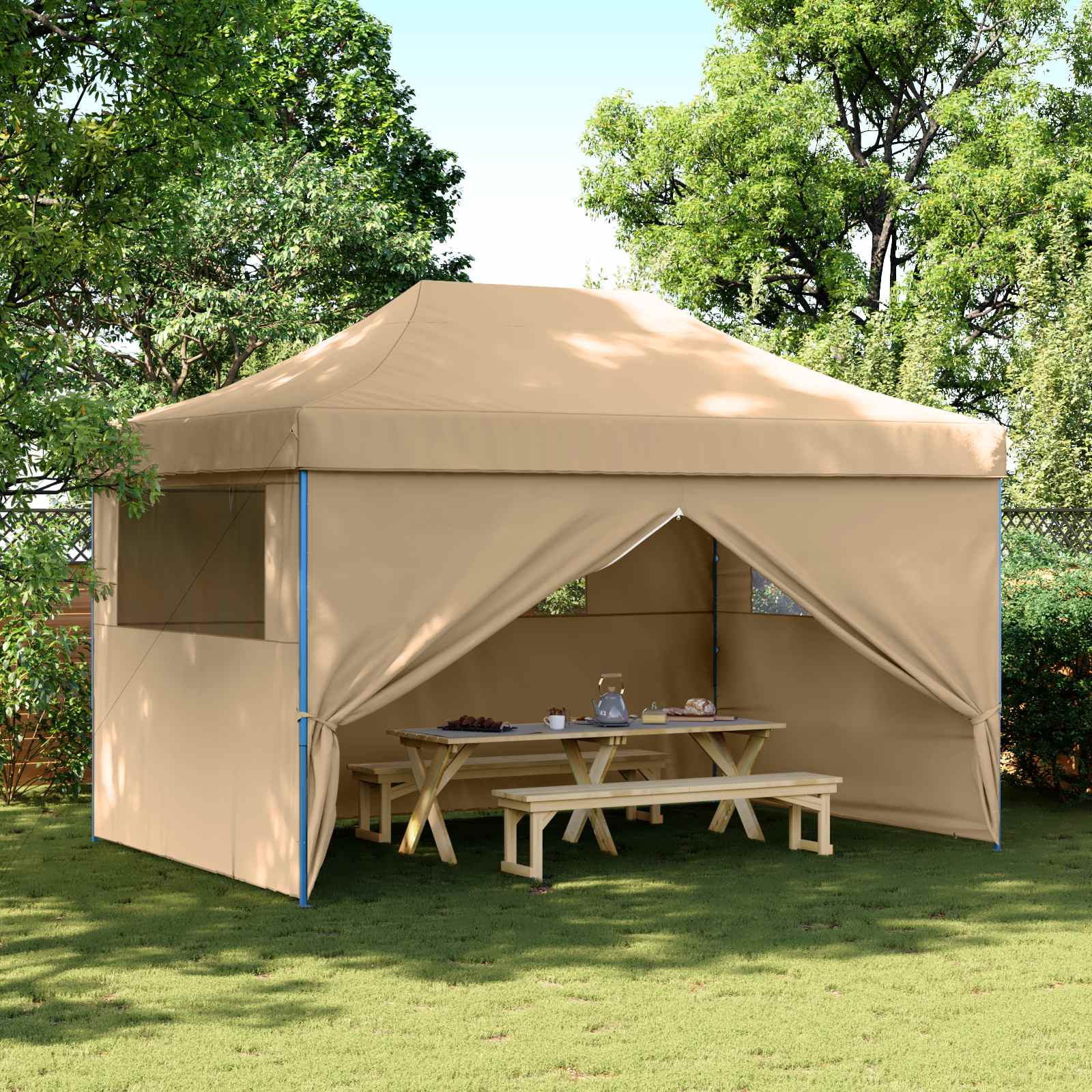 vidaXL Party-Zelt Beige 292 x 440 x 315 cm Oxford-Stoff