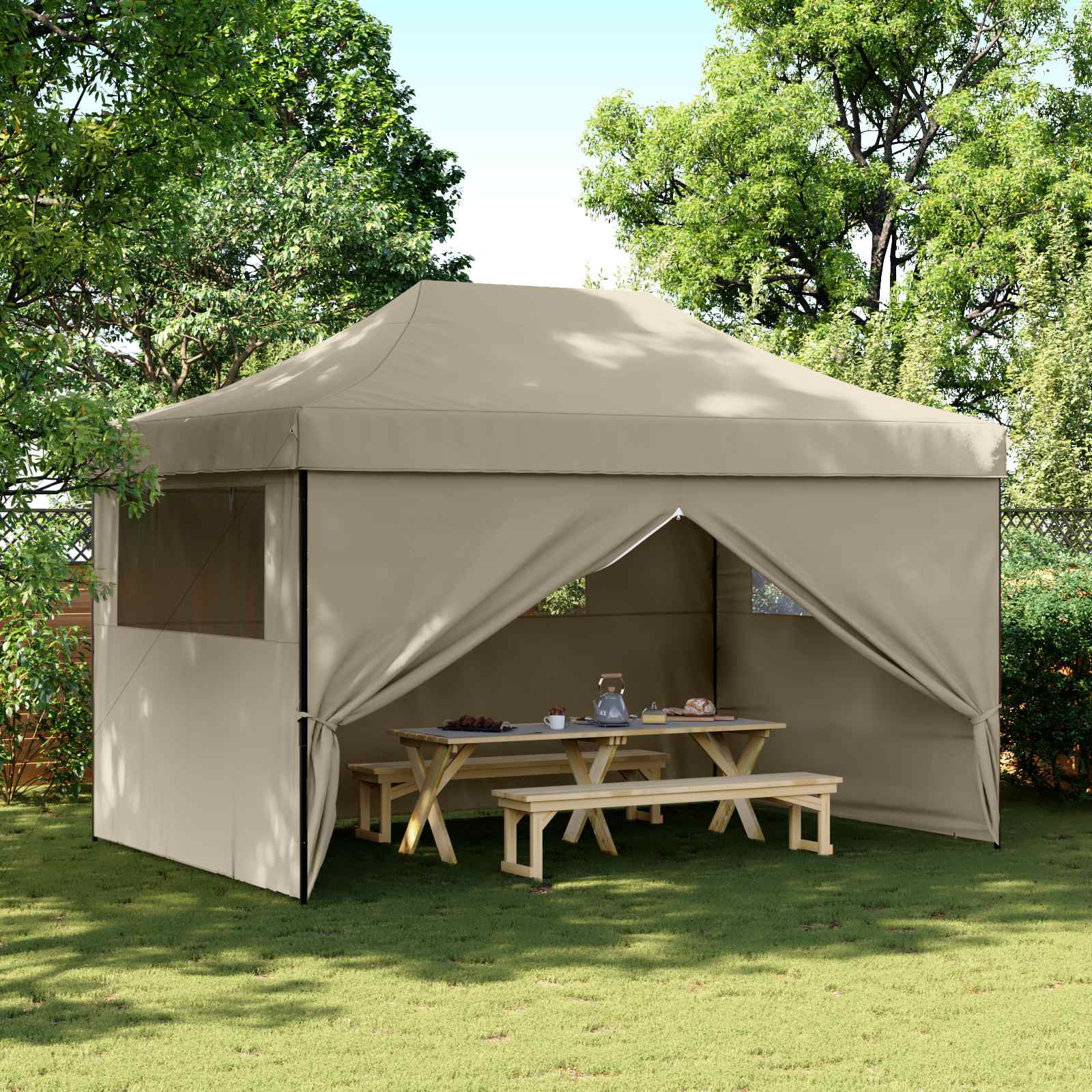 vidaXL Party-Zelt Taupe 292 x 440 x 315 cm Oxford-Stoff