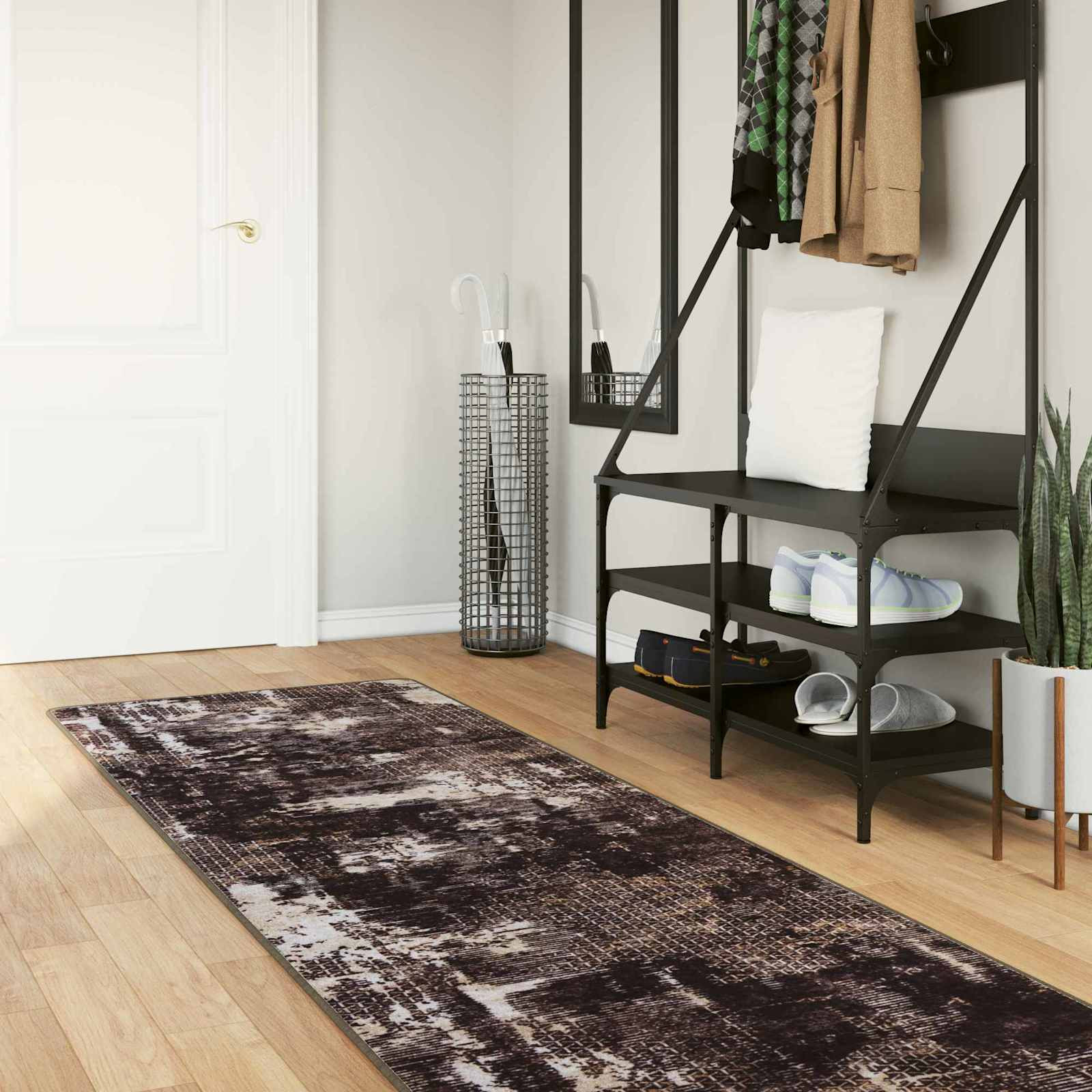 vidaXL Teppichläufer MARSA Schwarz 80 x 450 cm Polyester und PVC