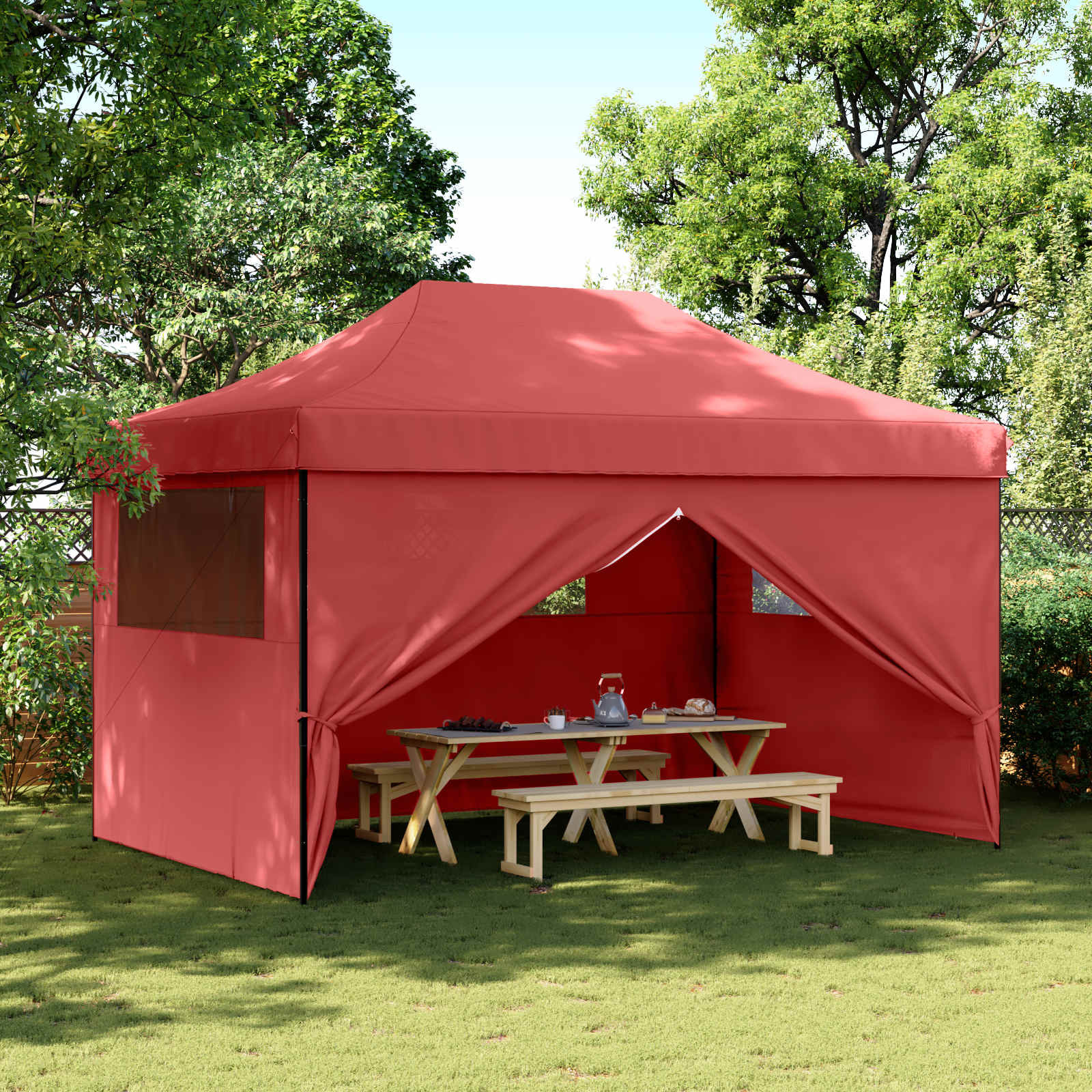vidaXL Party-Zelt Bordeauxrot 292 x 440 x 315 cm Oxford-Stoff