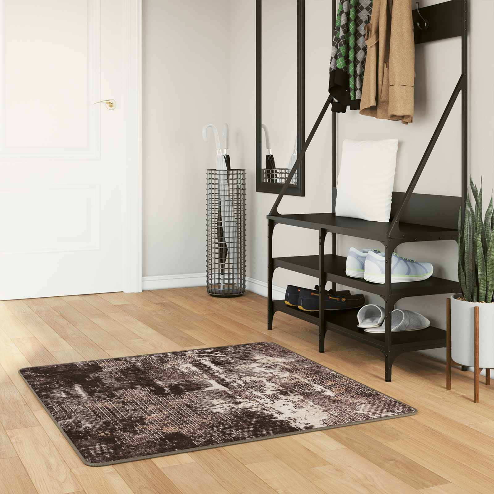 vidaXL Teppichläufer MARSA Schwarz 100 x 100 cm Polyester und PVC