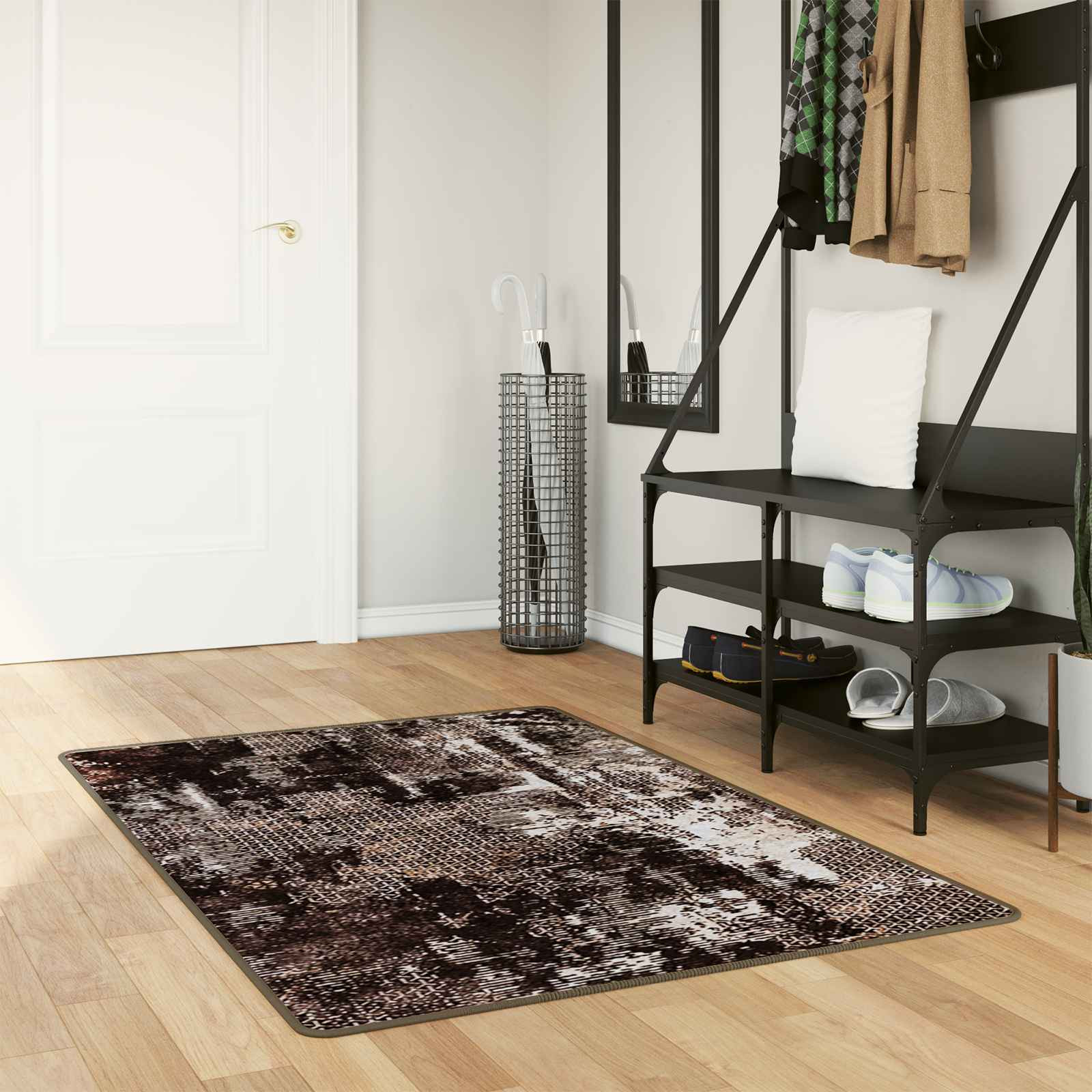 vidaXL Teppichläufer MARSA Schwarz 100 x 200 cm Polyester und PVC