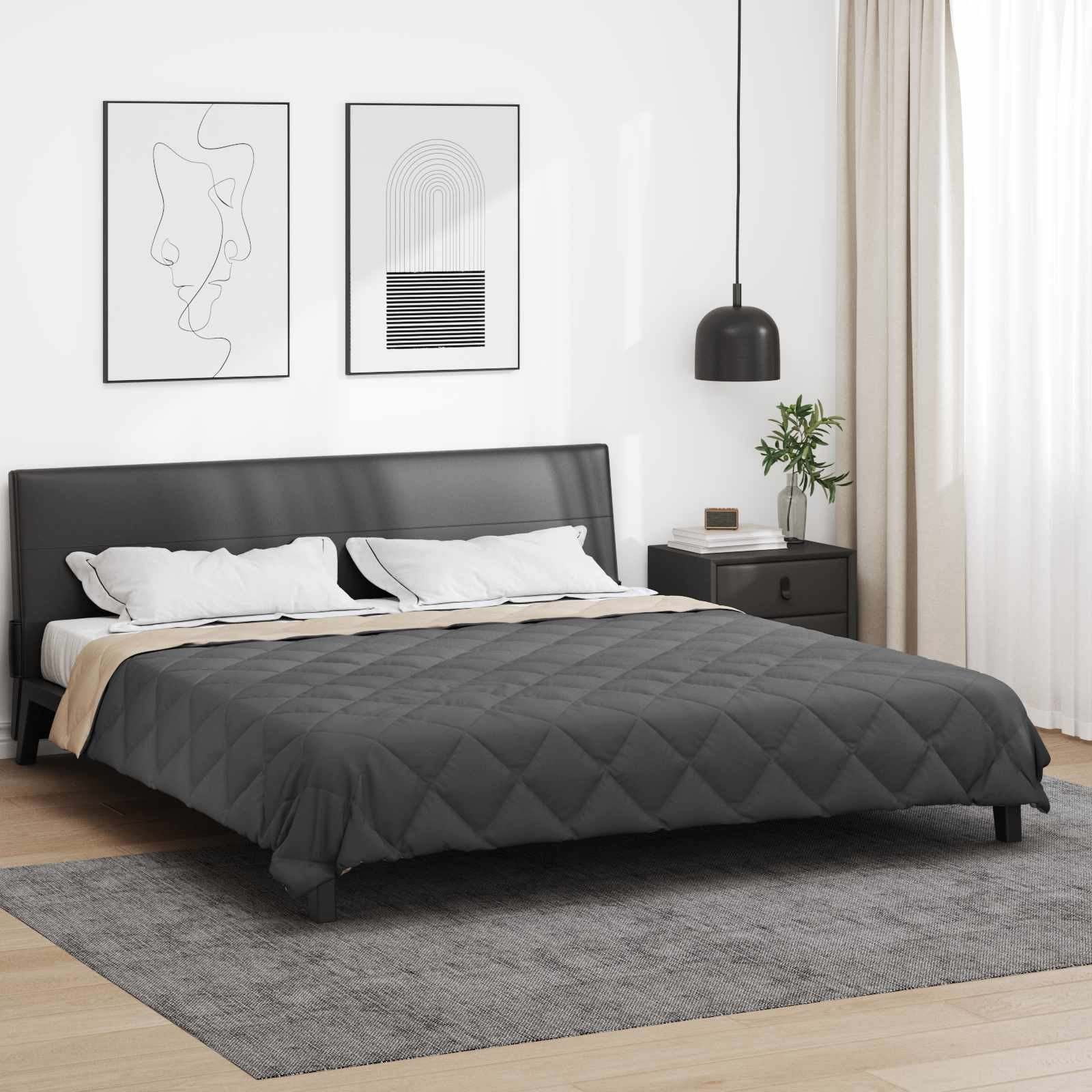 vidaXL Sommerdecke 220 x 240 cm Sommer 200 gsm Anthrazit und Taupe